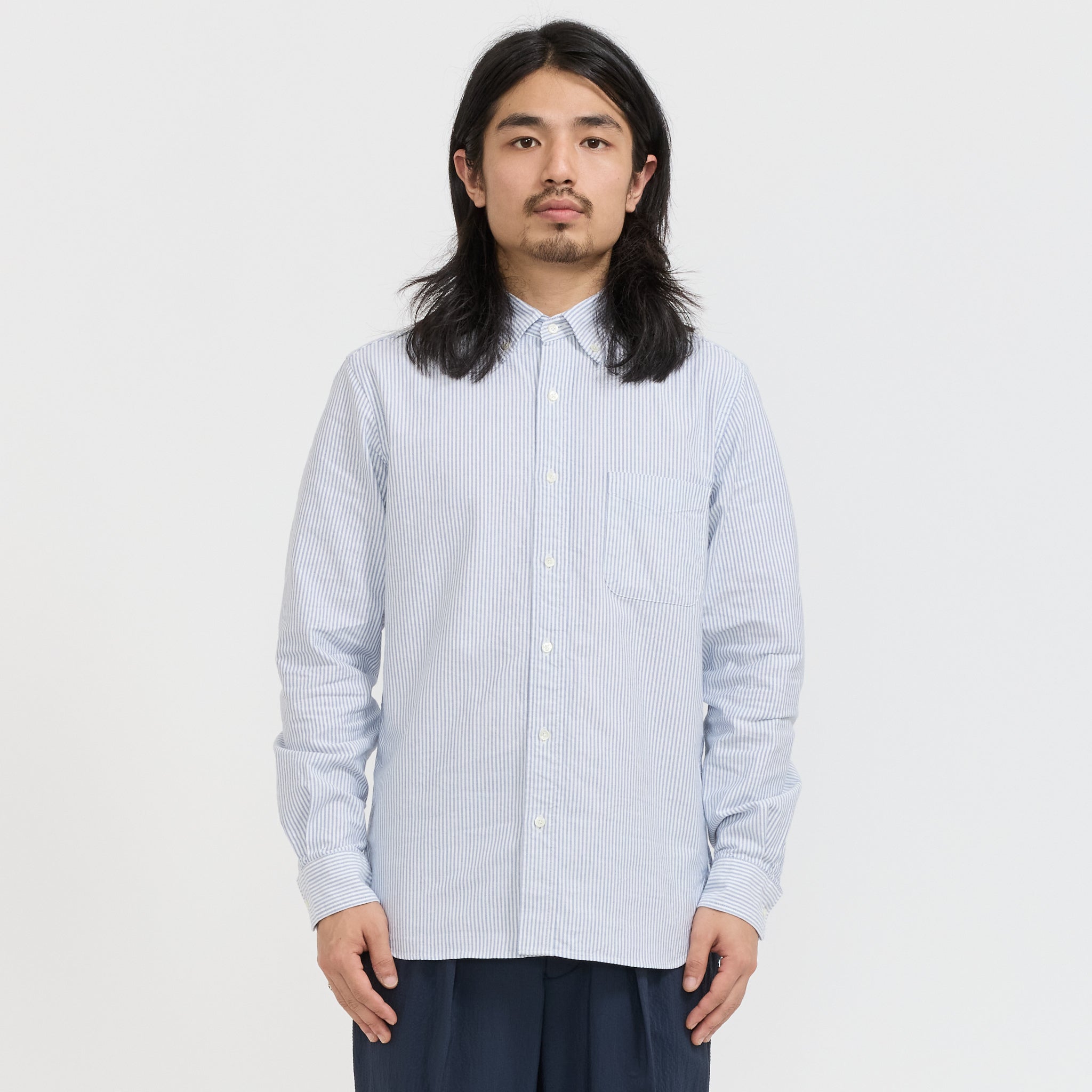 Beams Plus | B.D. Oxford Candy Stripe Blue | Maplestore
