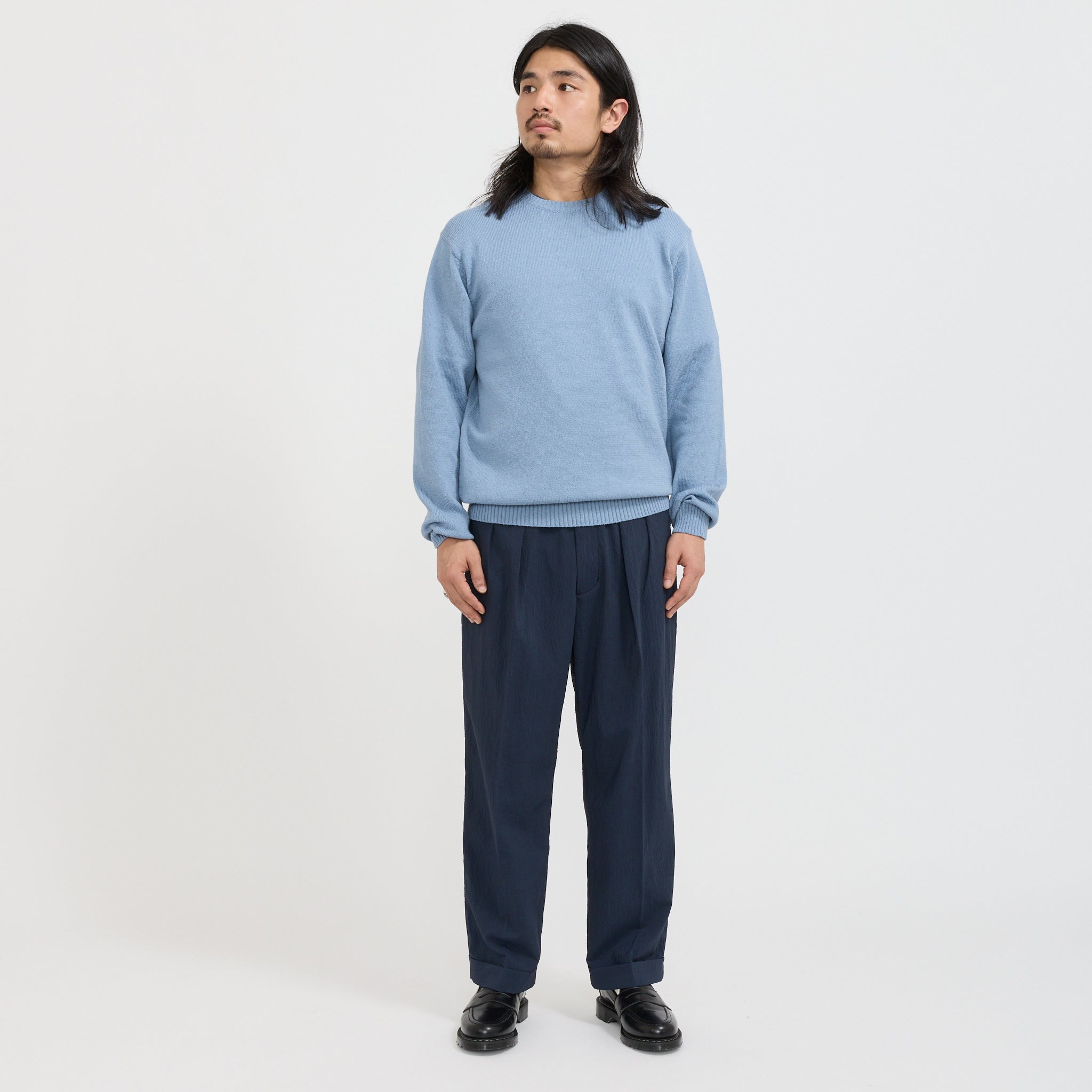 Beams Plus | Crew Lily Yarn 7G Sax | Maplestore
