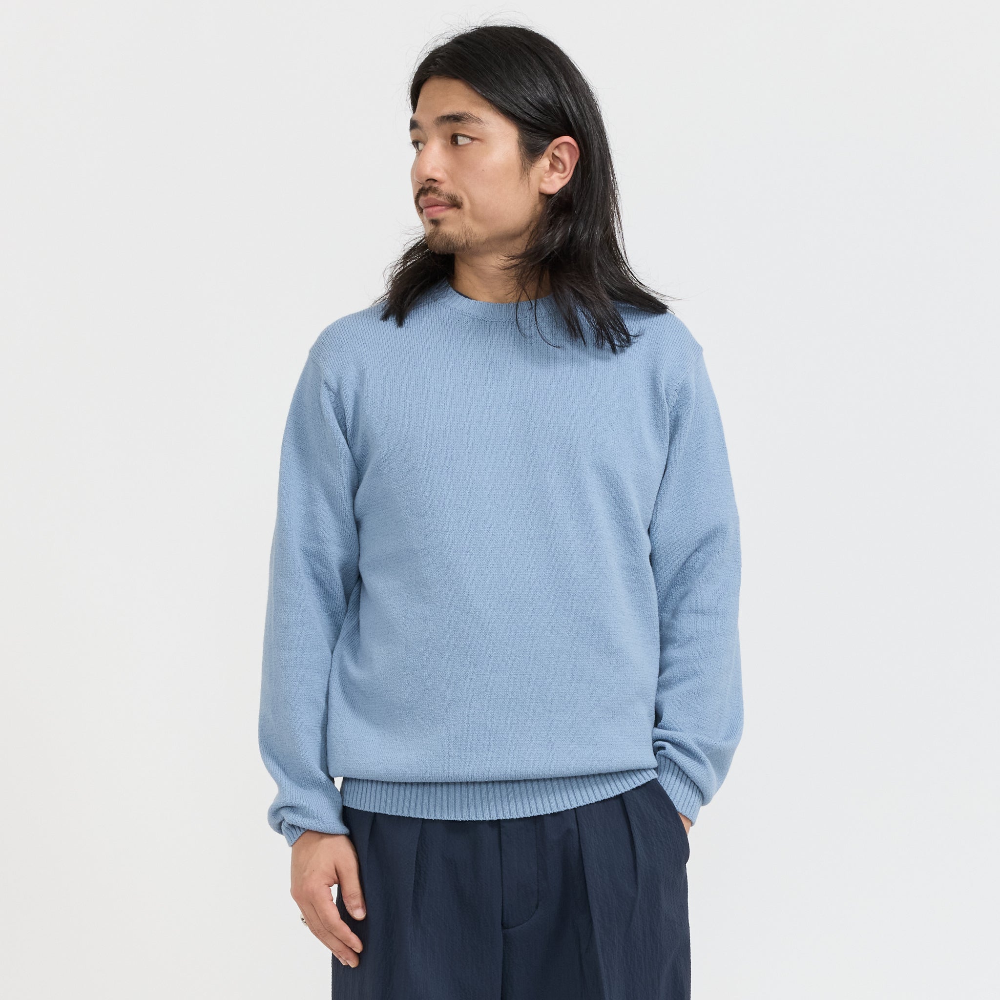 Beams Plus | Crew Lily Yarn 7G Sax | Maplestore