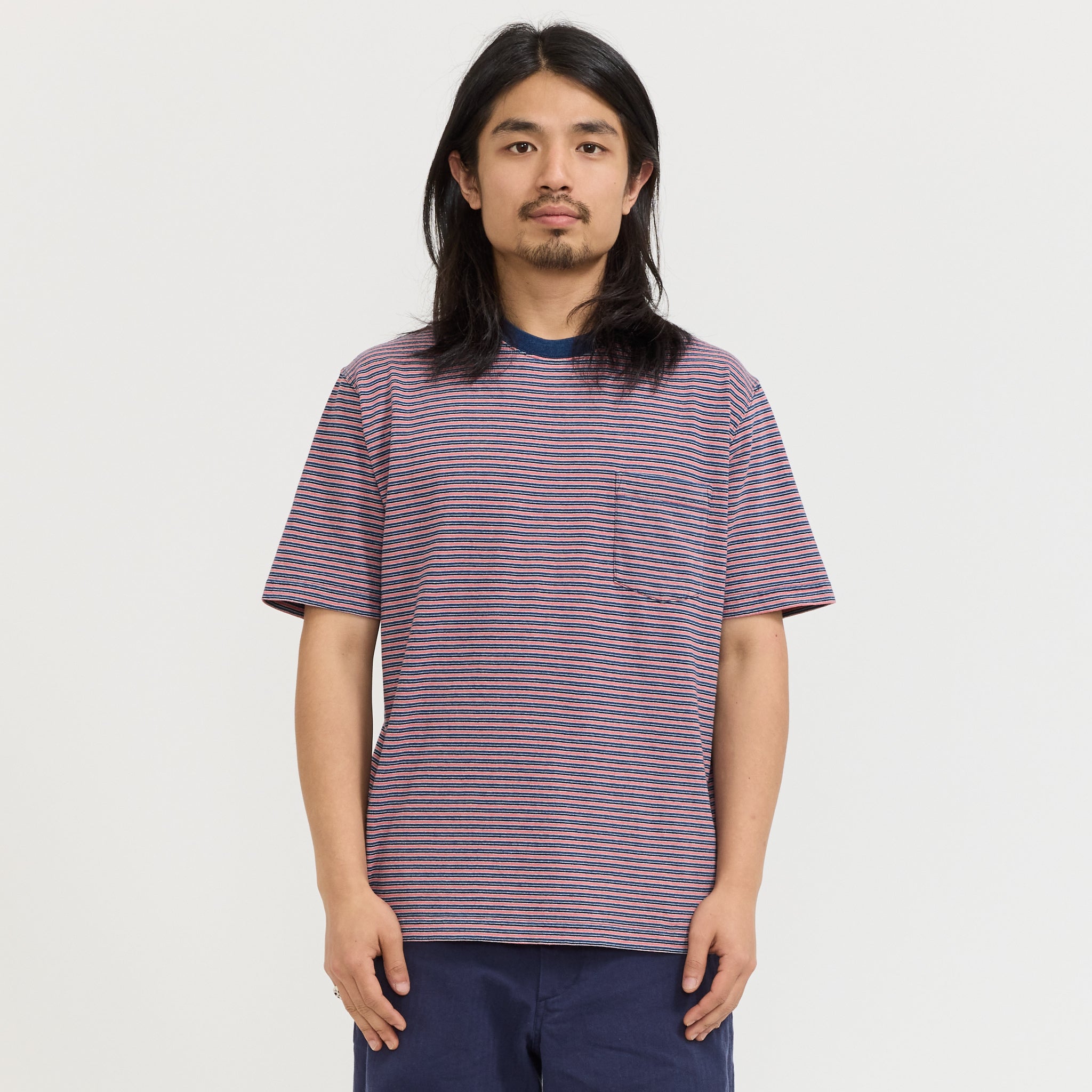 Pocket Tee Indigo Stripe Red