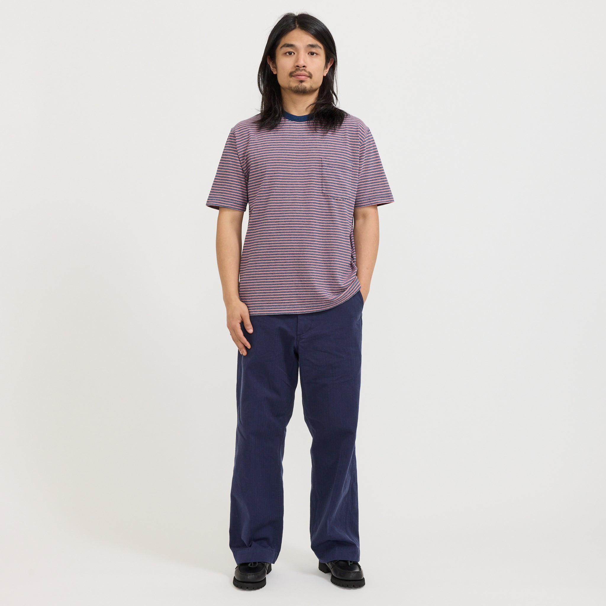 Pocket Tee Indigo Stripe Red