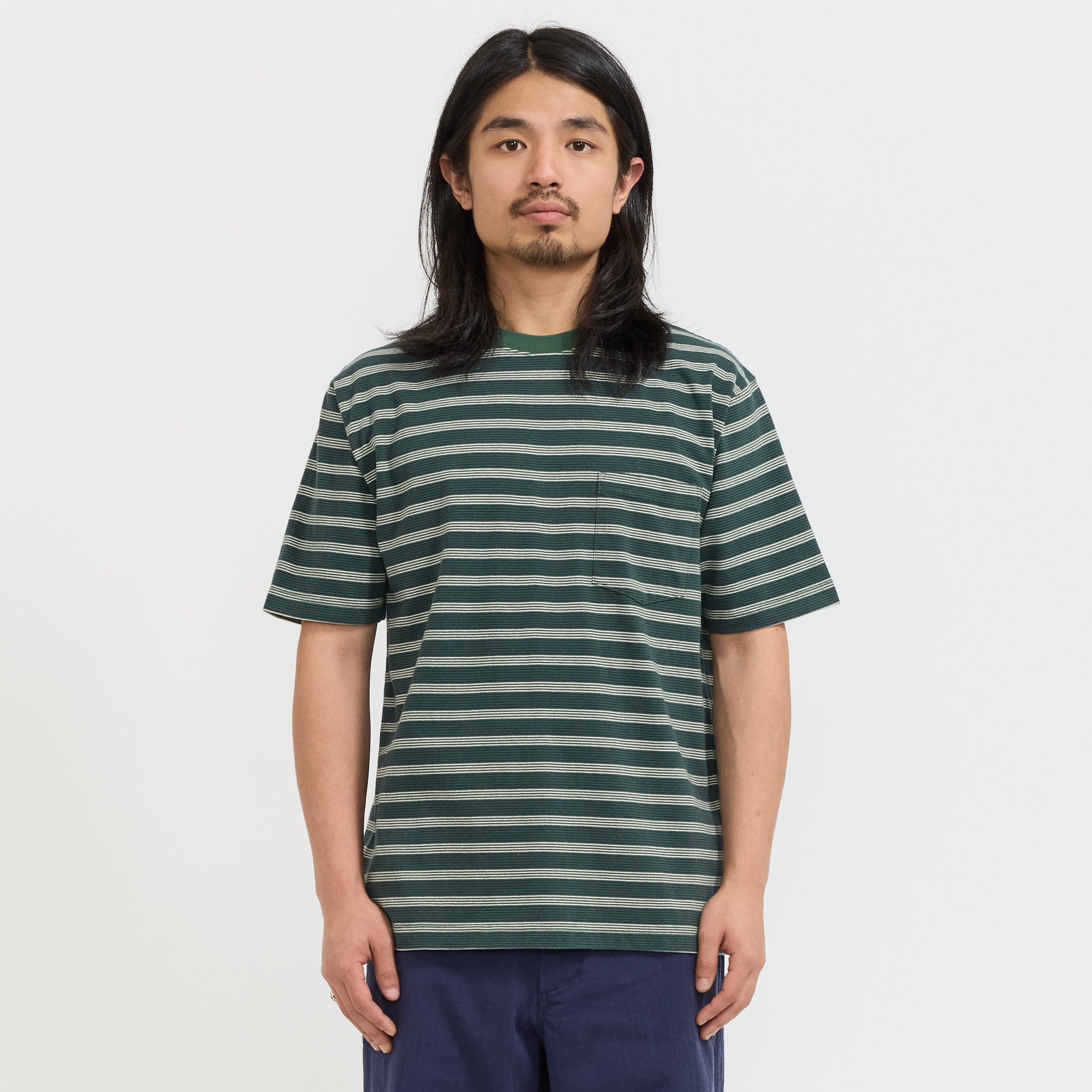 Pocket Tee Pin Stripe Green