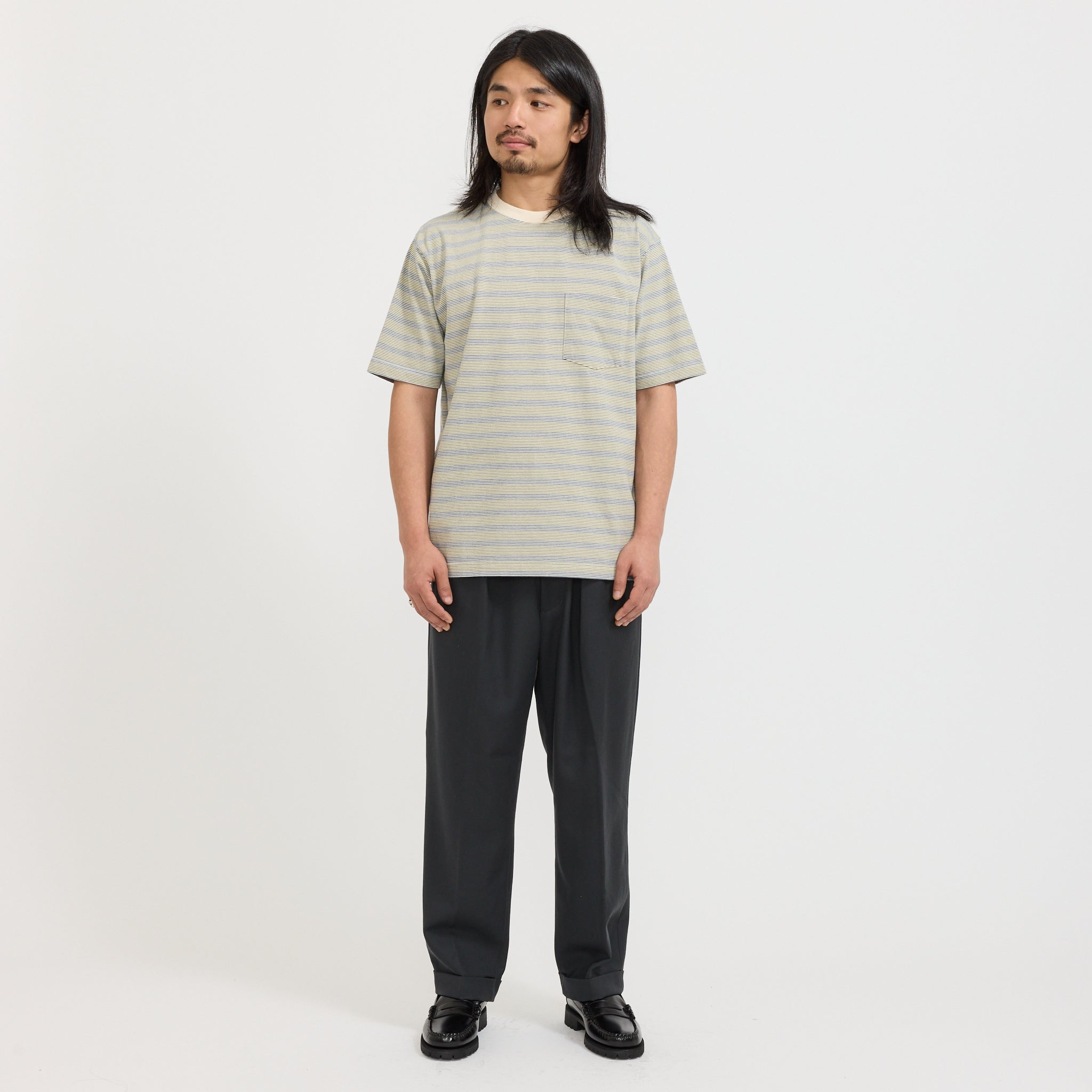 Pocket Tee Pin Stripe Off White