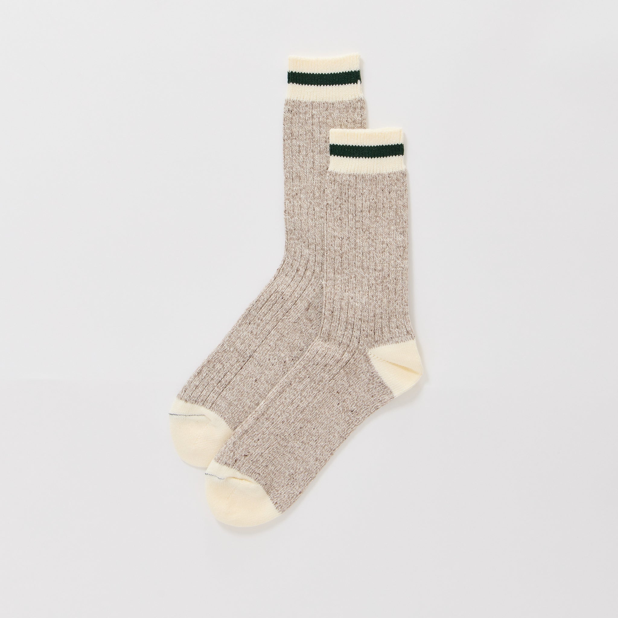 Beams Plus | Rag Socks Oatmeal/Green | Maplestore