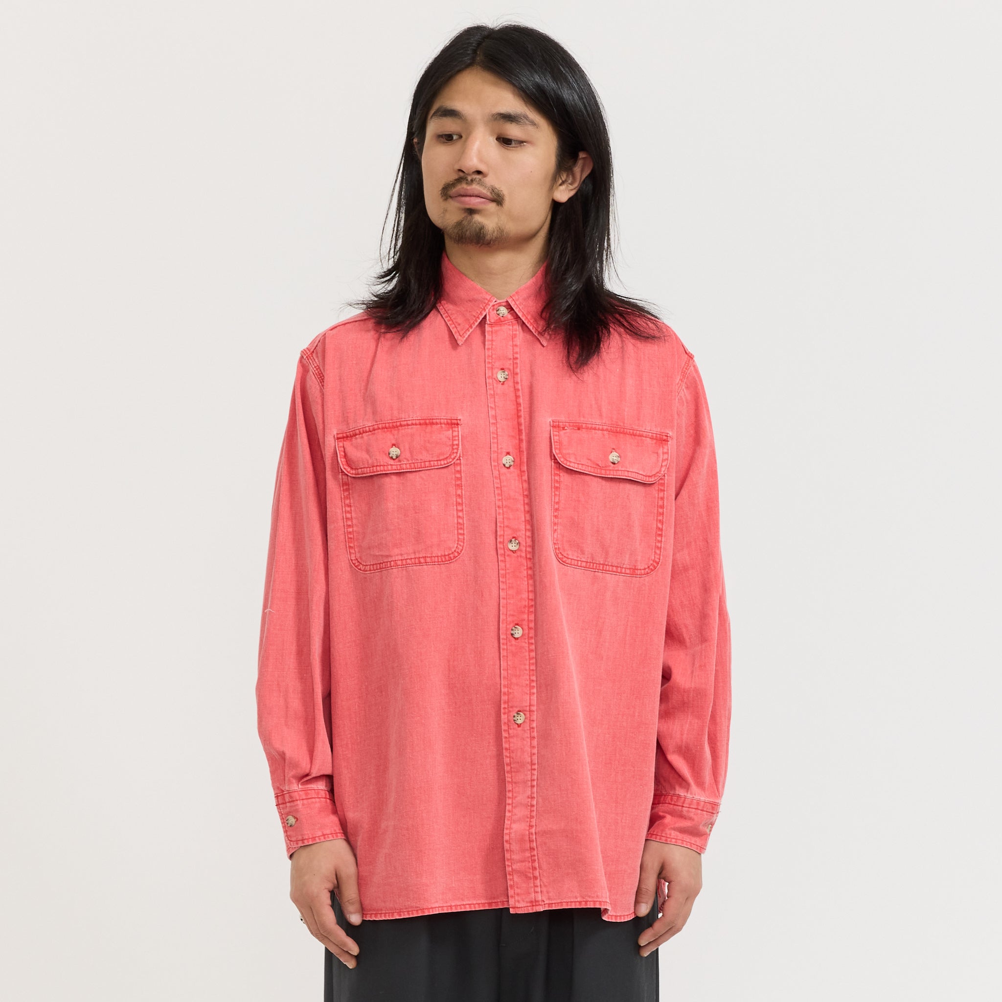 Work Light Denim Pigment Coating Shirt Red