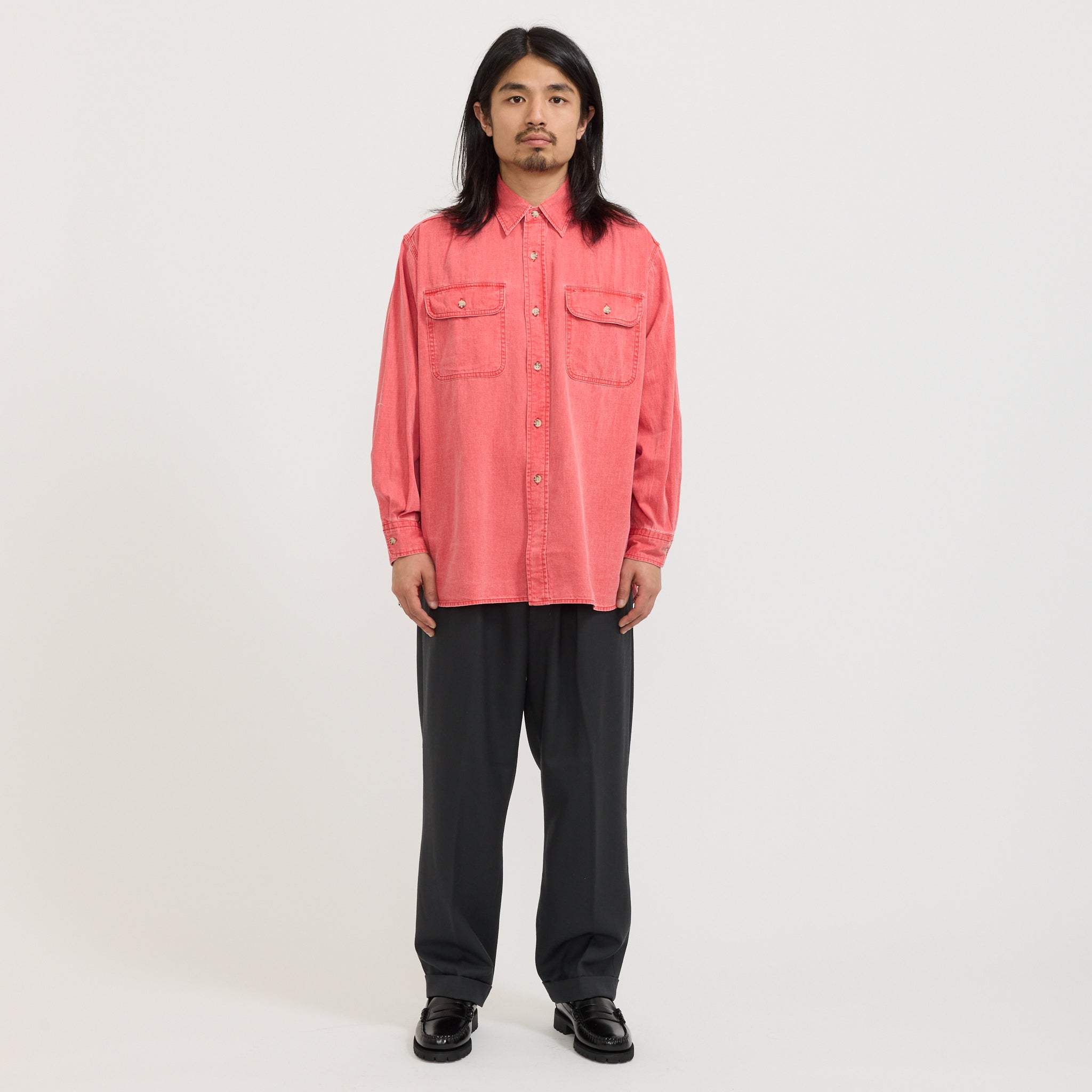 Work Light Denim Pigment Coating Shirt Red