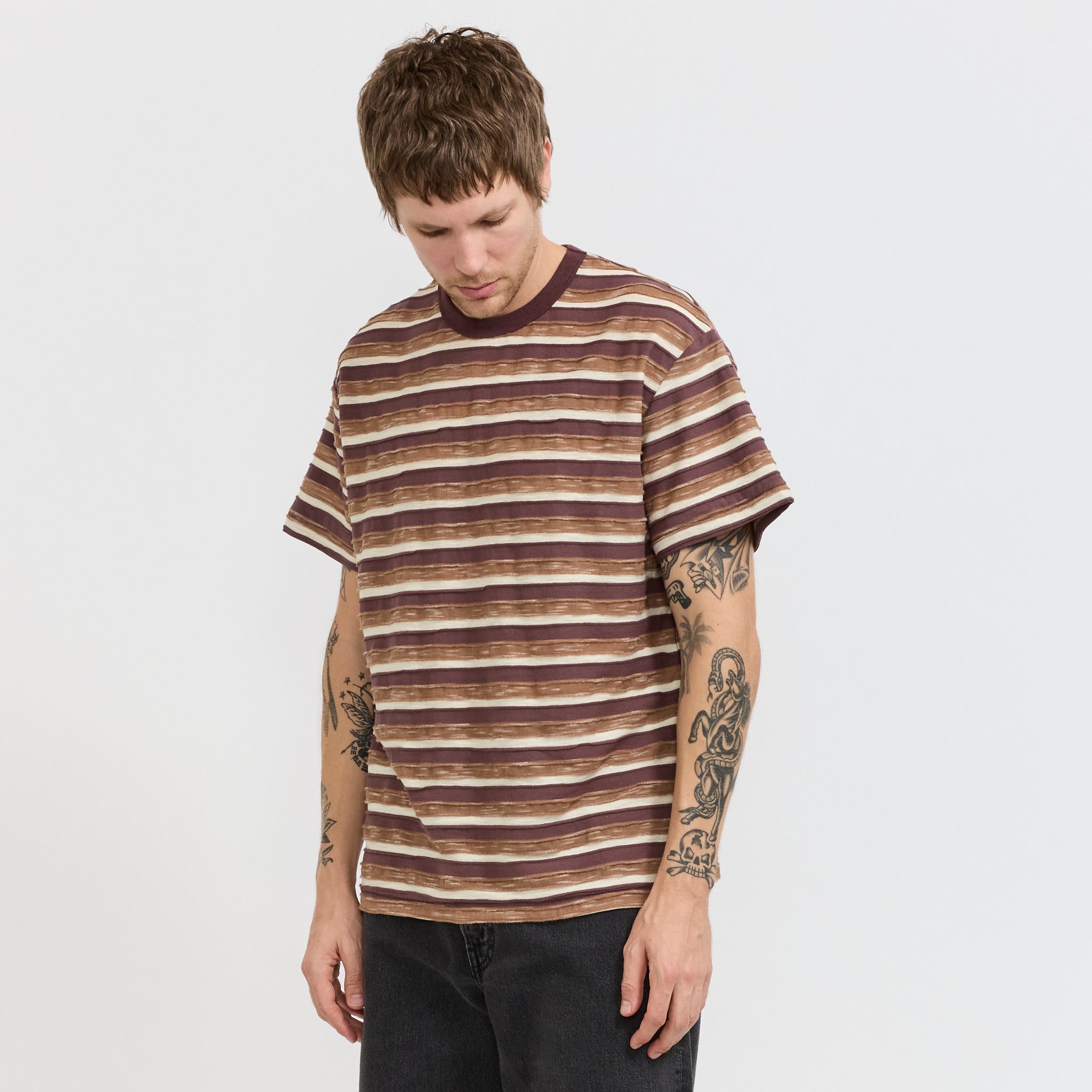 Casey Striped T-Shirt Coffee
