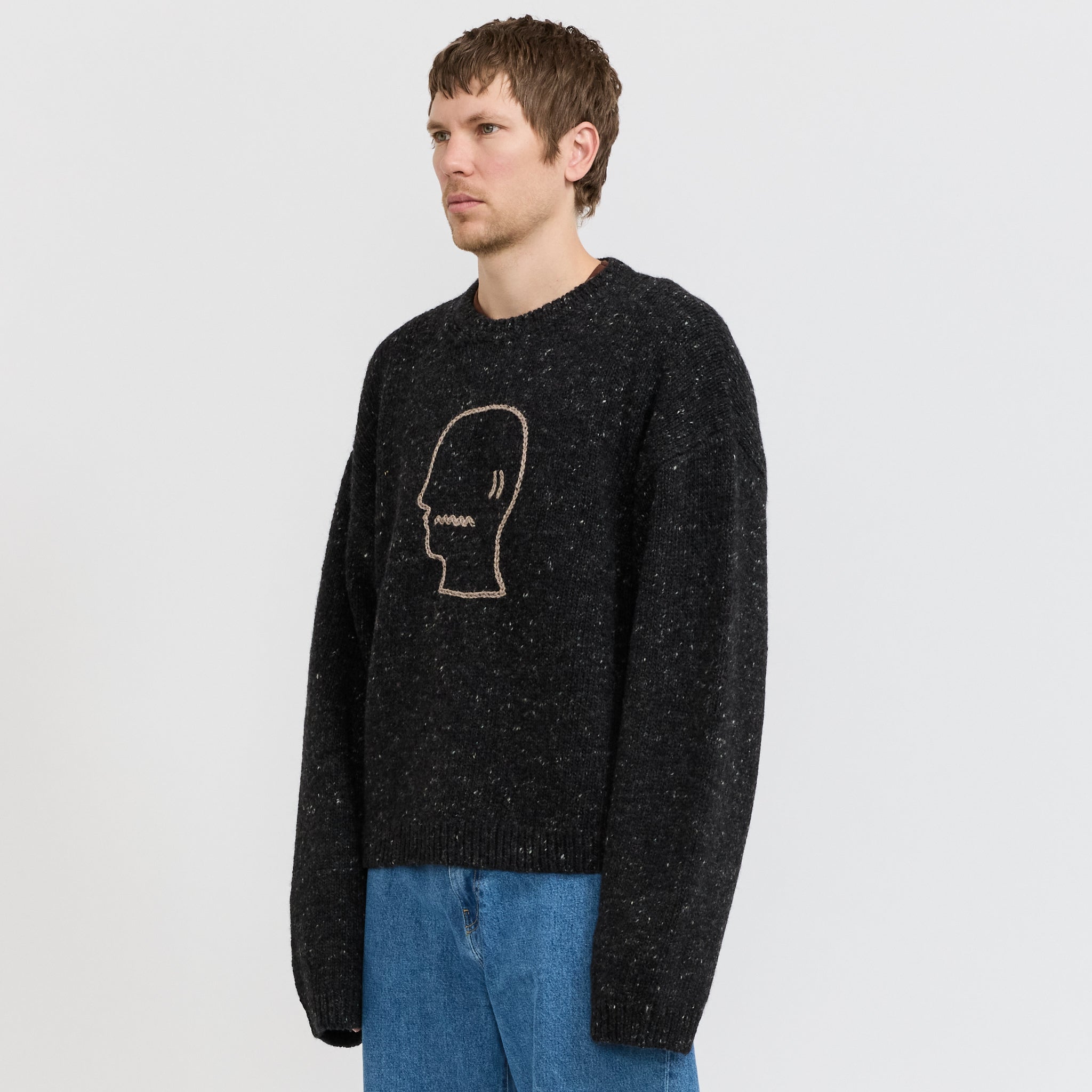 Logohead Alpaca Crewneck Sweater Charcoal