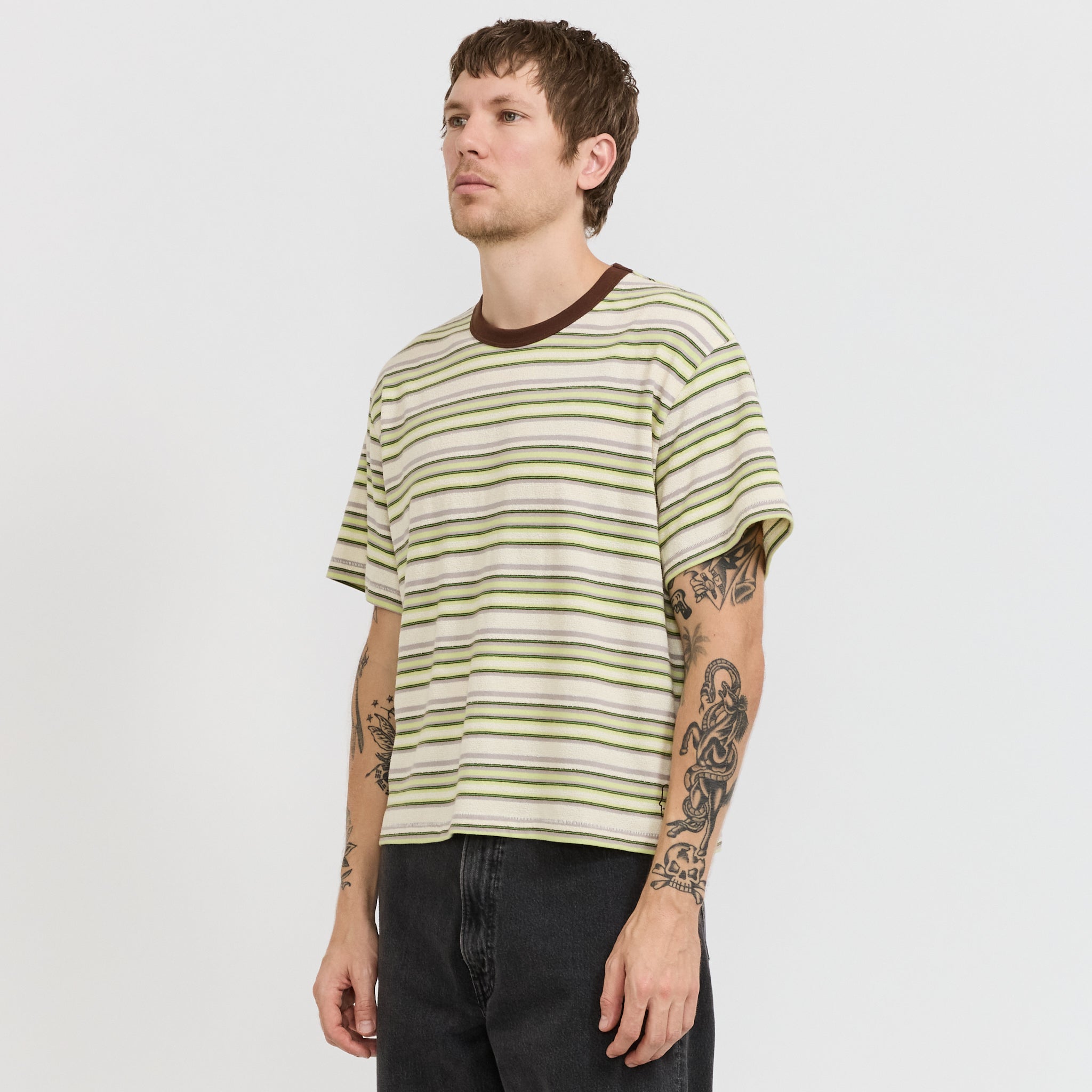Looped Stripe T-Shirt Green Multi