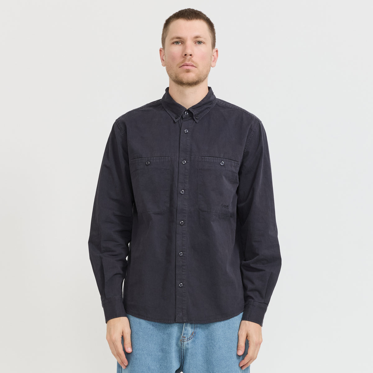 Butter Goods | Abseil L/S Shirt Washed Navy | Maplestore