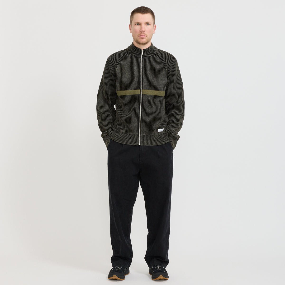 Butter Goods | Bleach Zip-Thru Knit Black | Maplestore