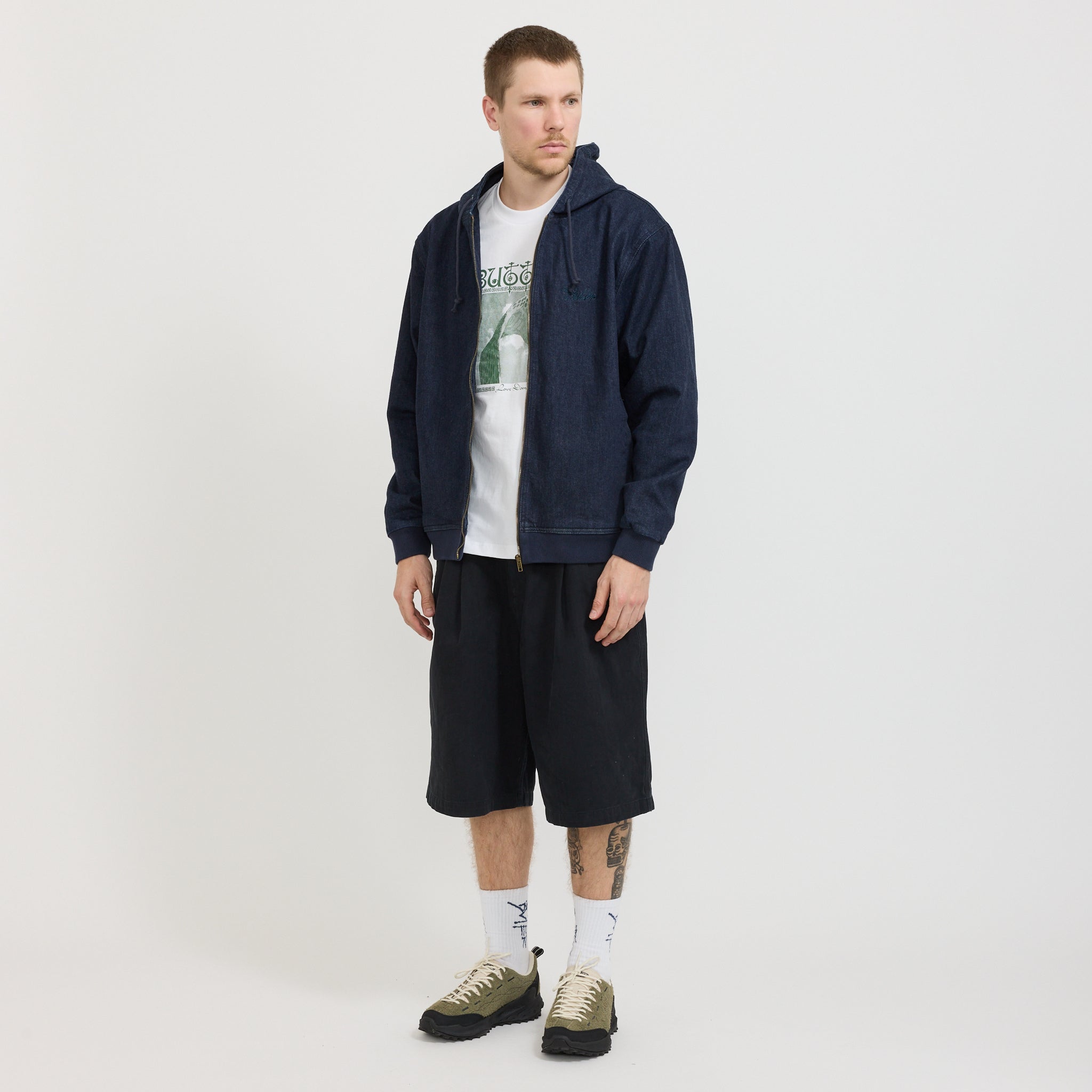 Hooded Work Jacket Rinsed Indigo