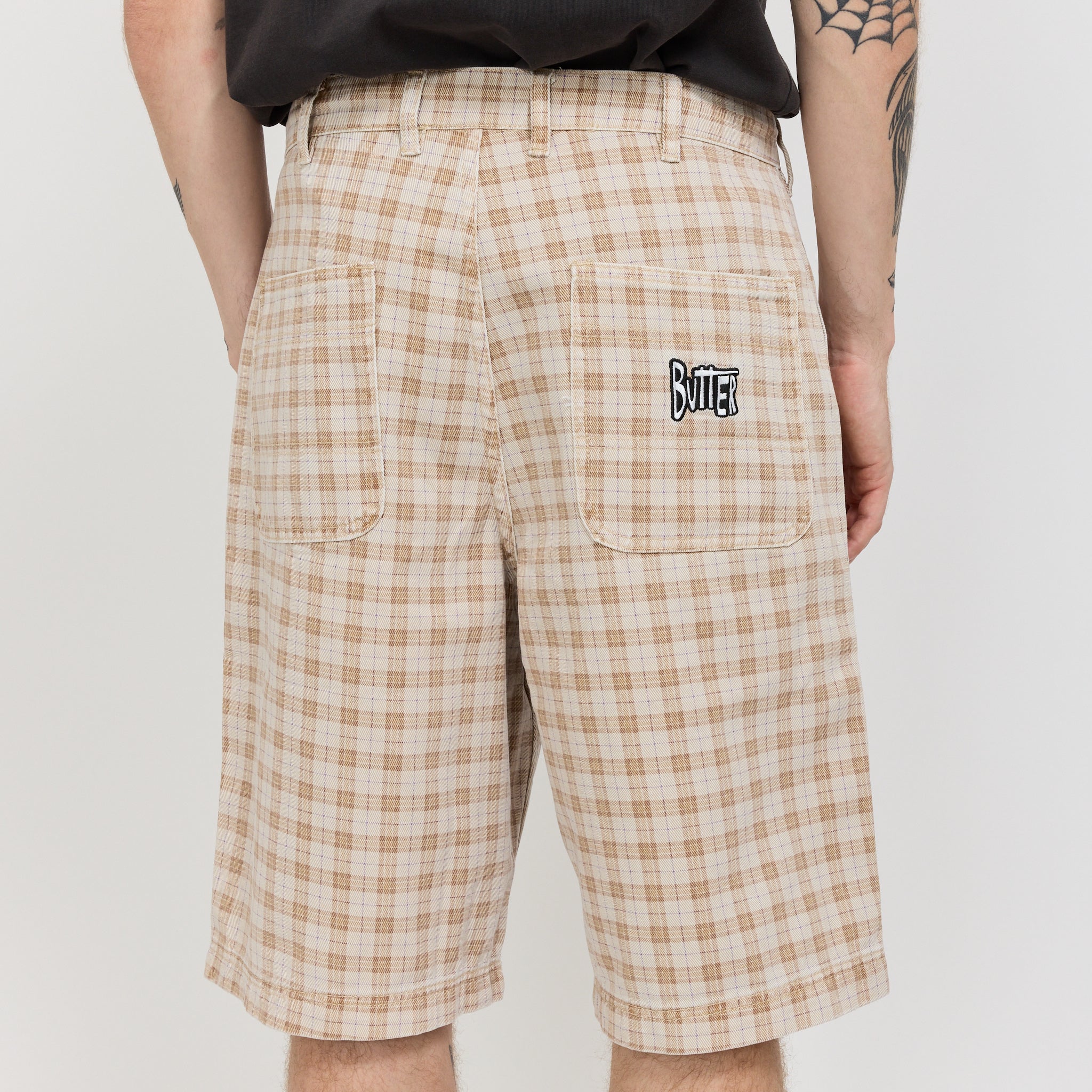 Butter Goods | Spike Work Shorts Sandstone Plaid | Maplestore