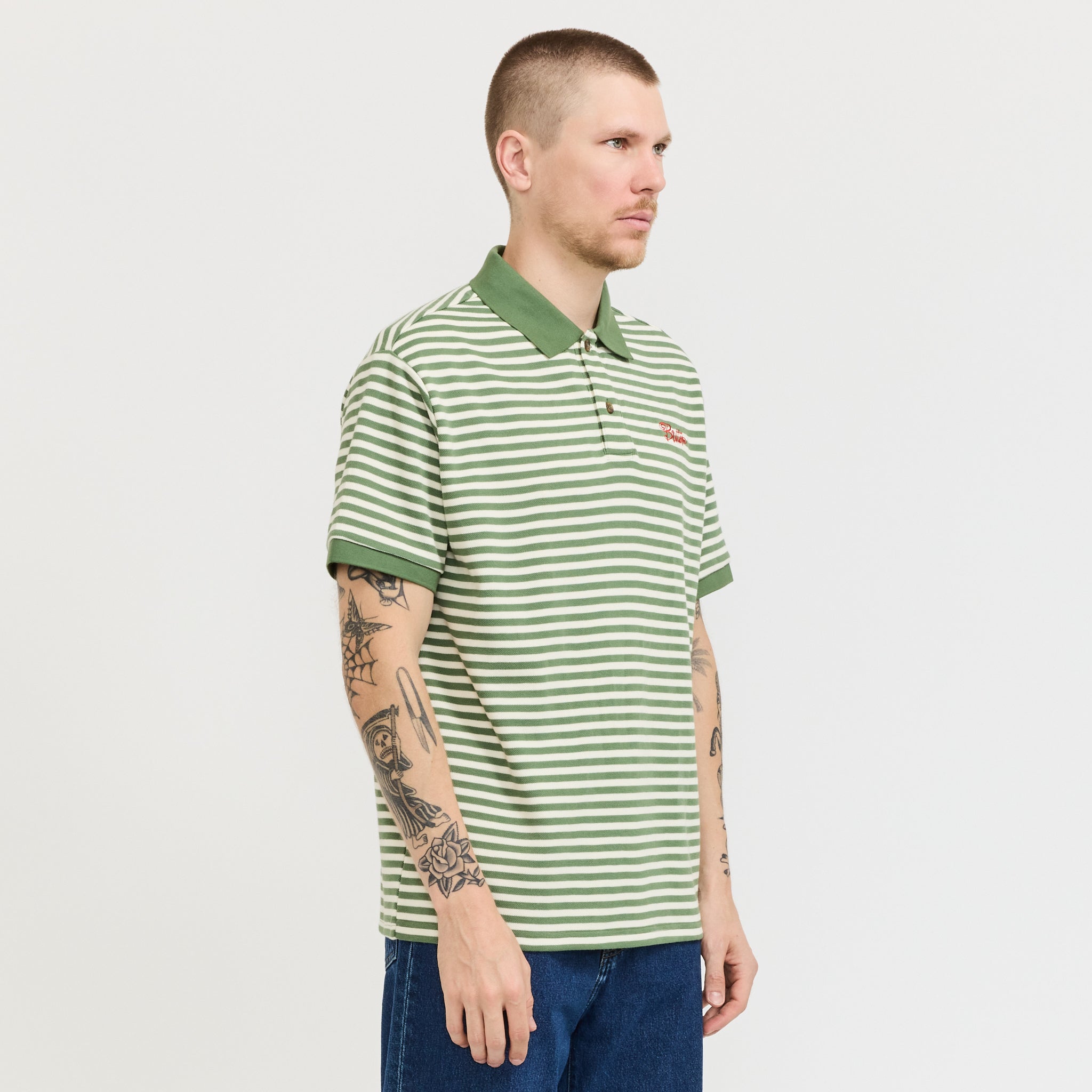 Stripe Polo Shirt Sage/Natural