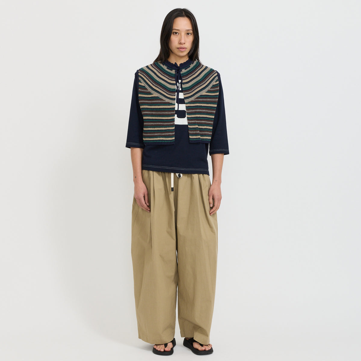 Beams Boy | Multi Striped Vest Navy | Maplestore