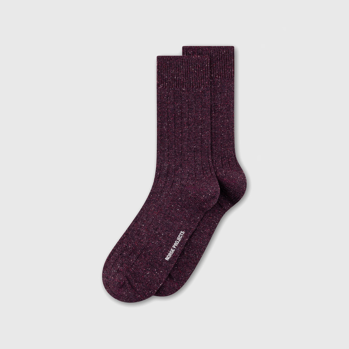 Bykle Neps Wool Rib Sock Darkest Purple