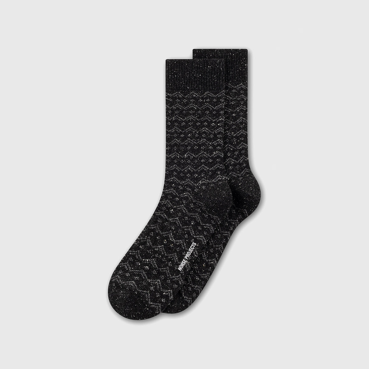 Bykle Neps Wool Fairisle Sock Charcoal Melange