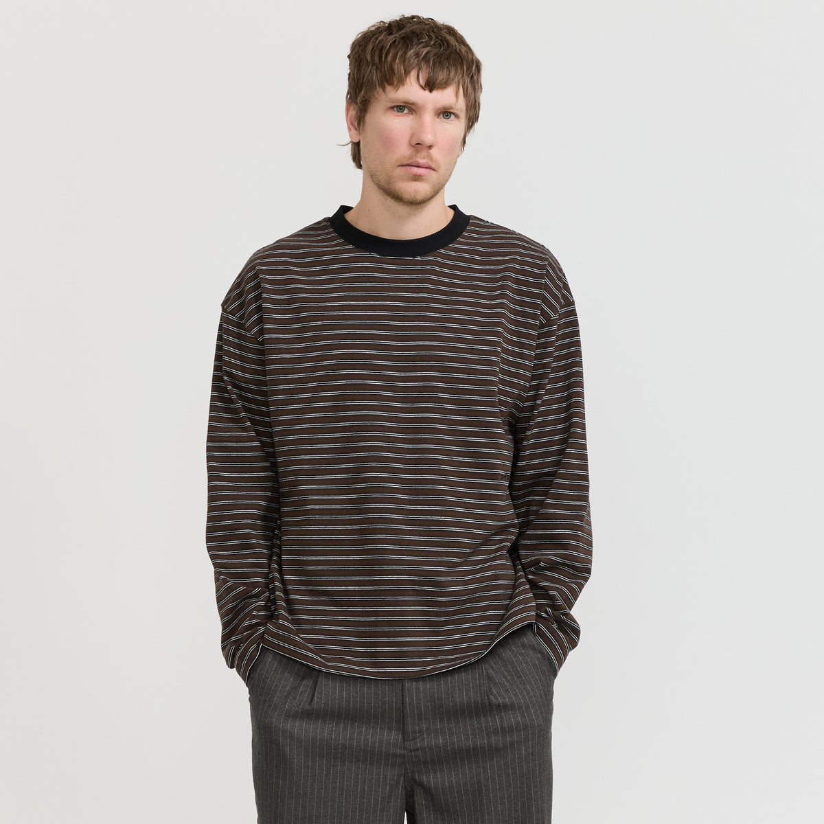Kerferd Striped LS Tee Brown