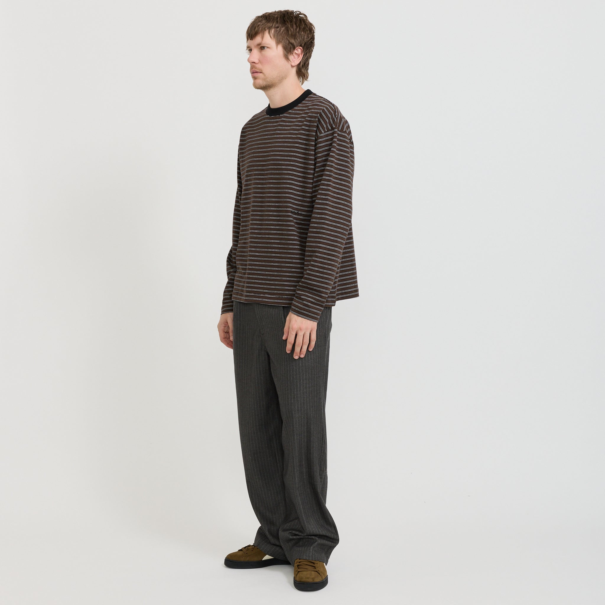 Kerferd Striped LS Tee Brown
