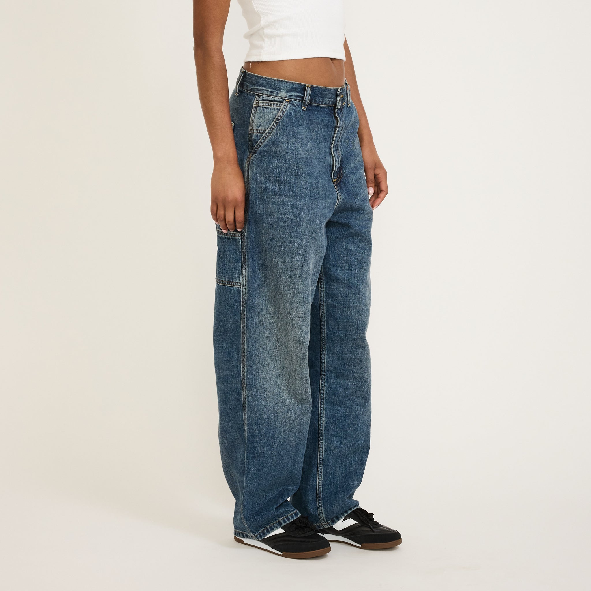 Carhartt WIP | Women's Brandon Single Knee Pant Blue Dark Used Wash | Maplestore