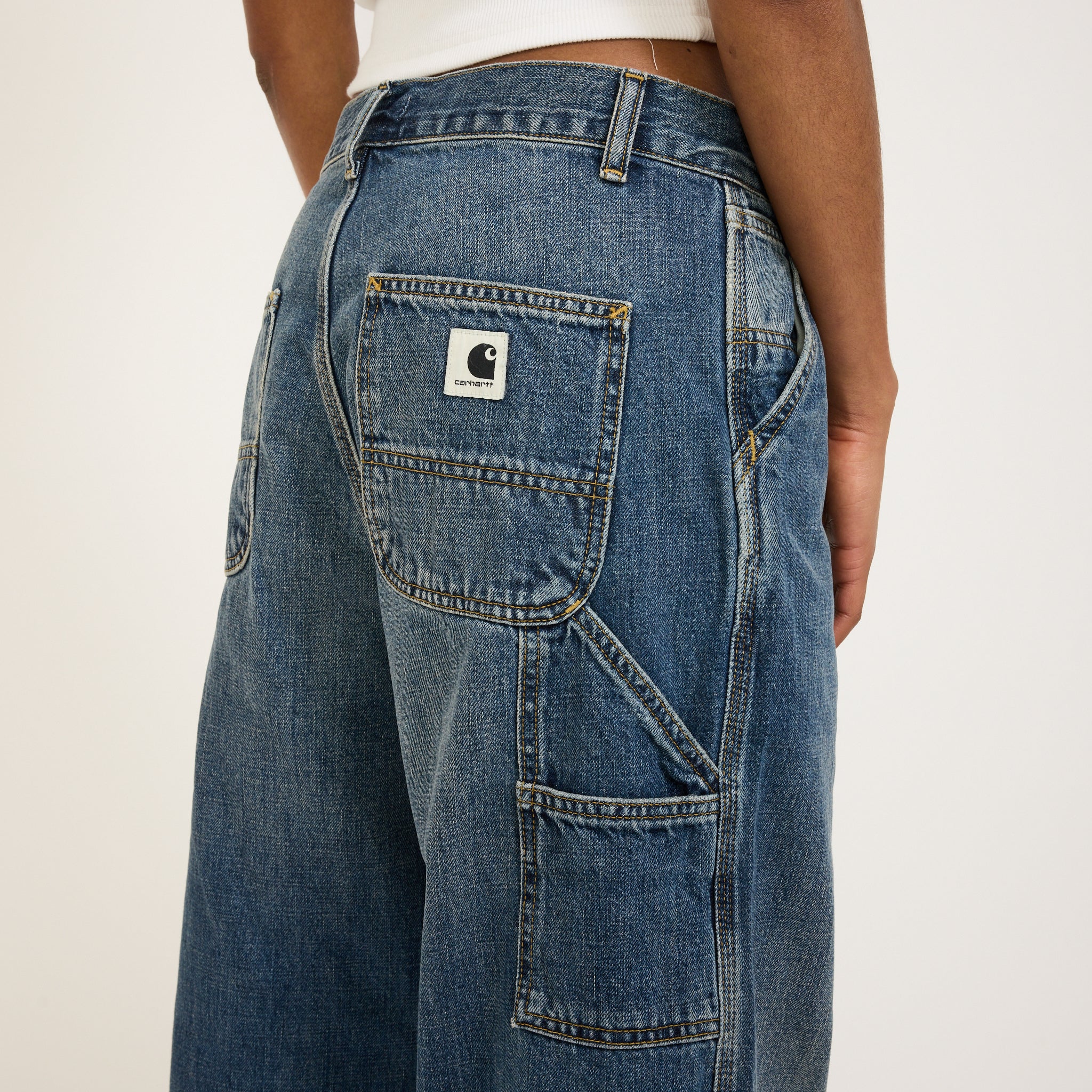 Carhartt WIP | Women's Brandon Single Knee Pant Blue Dark Used Wash | Maplestore