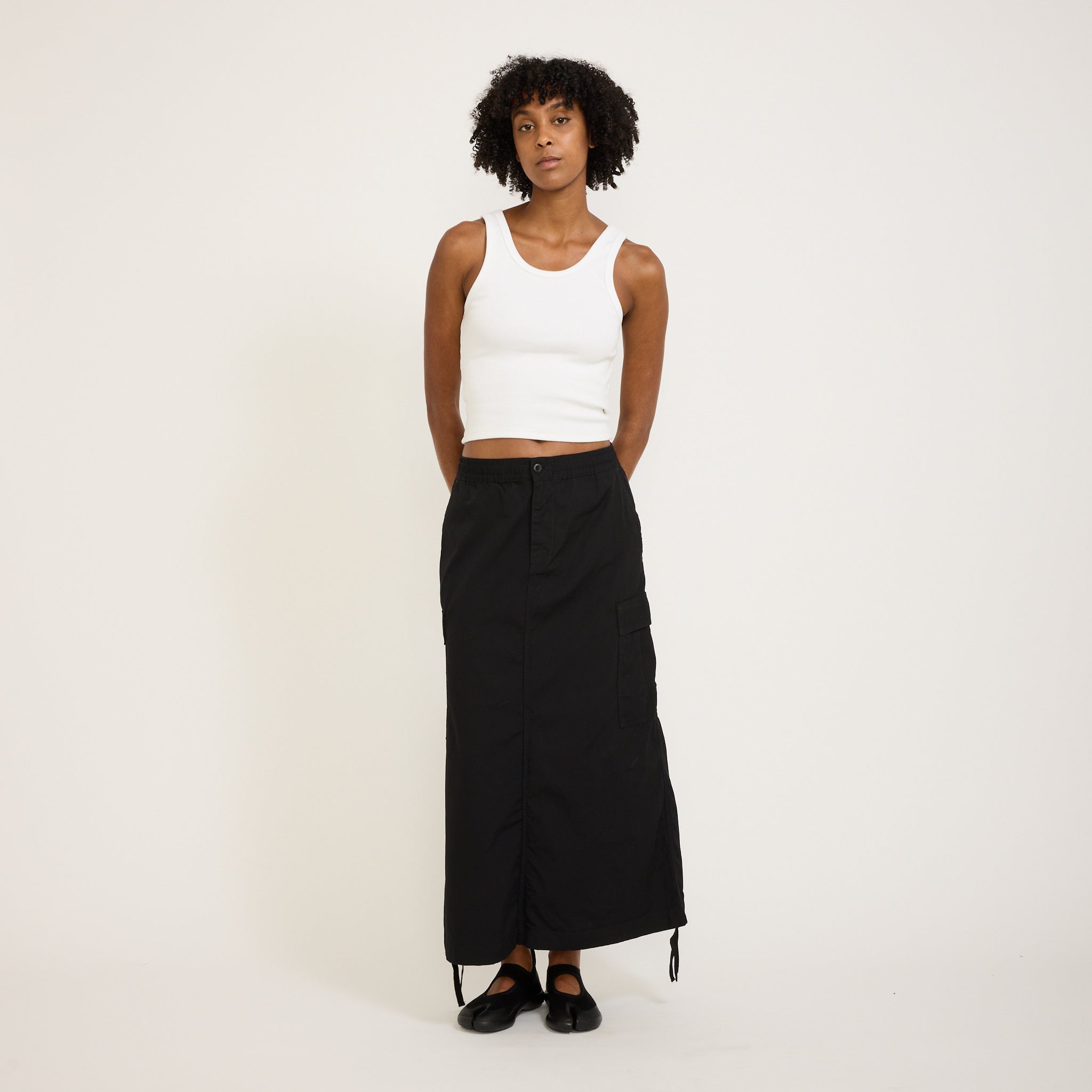 Carhartt WIP | Women's Cargo Skirt Long Black Rinsed | Maplestore