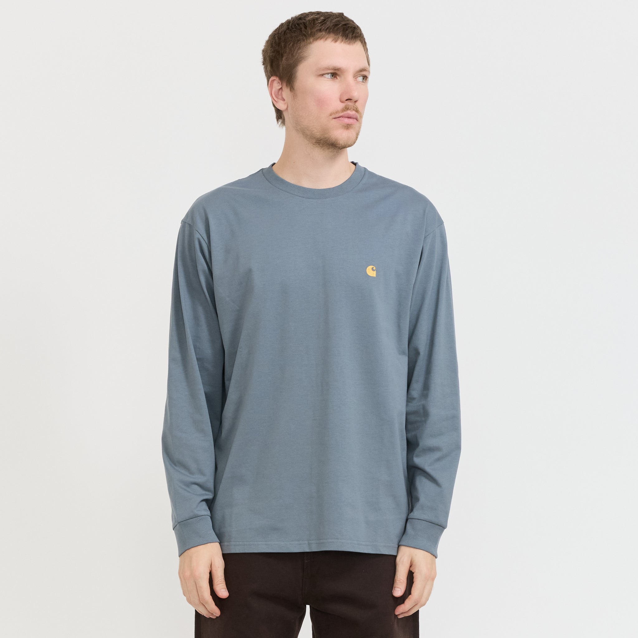 Carhartt WIP | L/S Chase T-Shirt Cozy Blue/Gold | Maplestore