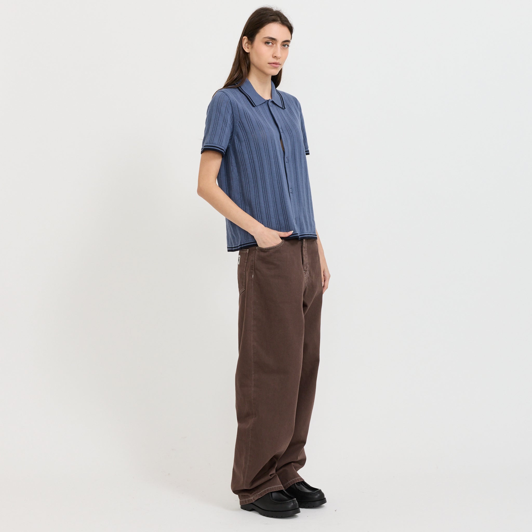 S/S Ramsey Knit Shirt Velvet Blue