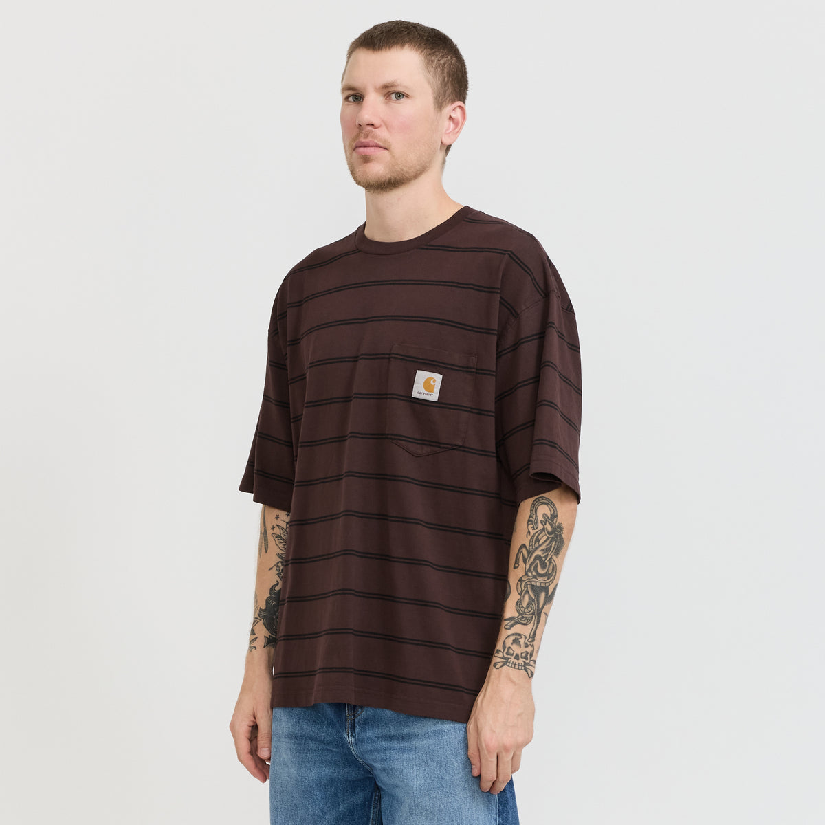 Carhartt WIP | S/S Cardona Pocket T-Shirt Cardona Stripe, Natural / Palisander | Maplestore