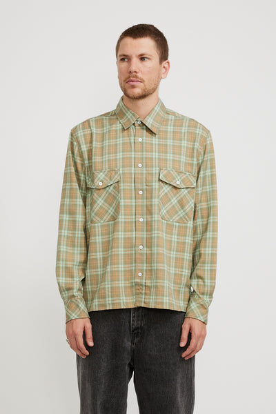 Checks | Boxy Flannel Shirt Seafoam/Rust | Maplestore