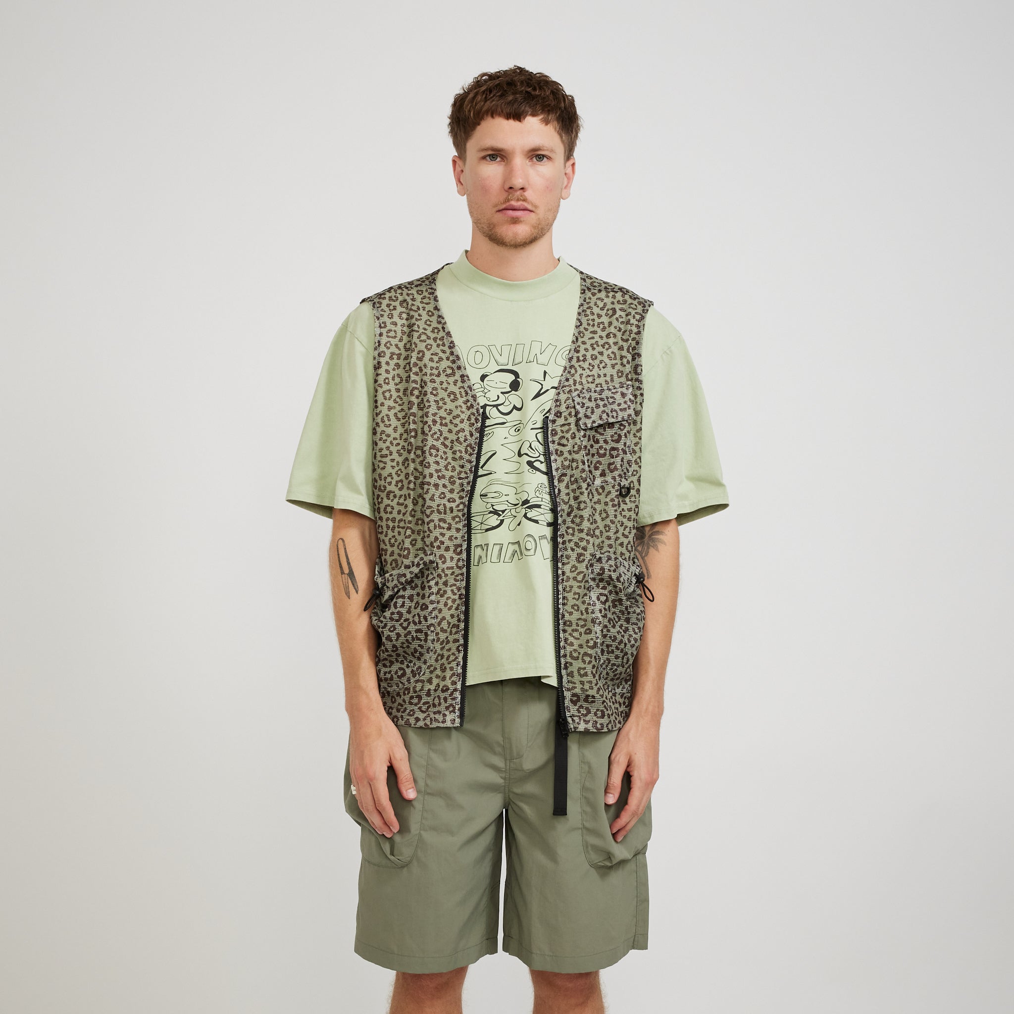 Checks | Cheetah Mesh Vest Olive | Maplestore