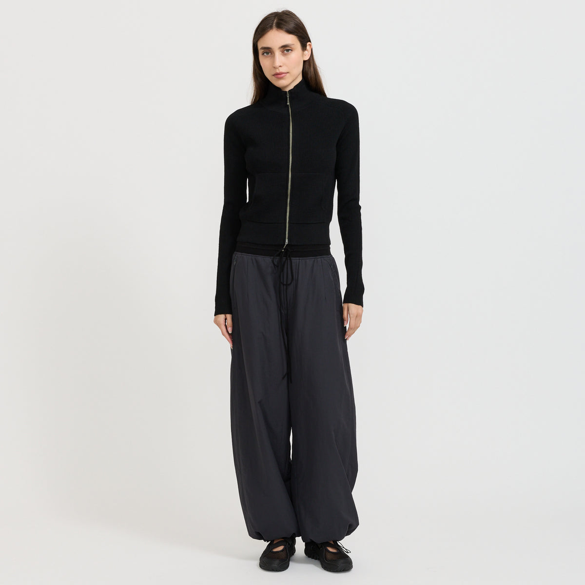 Jogging Zip Up Cardigan Black