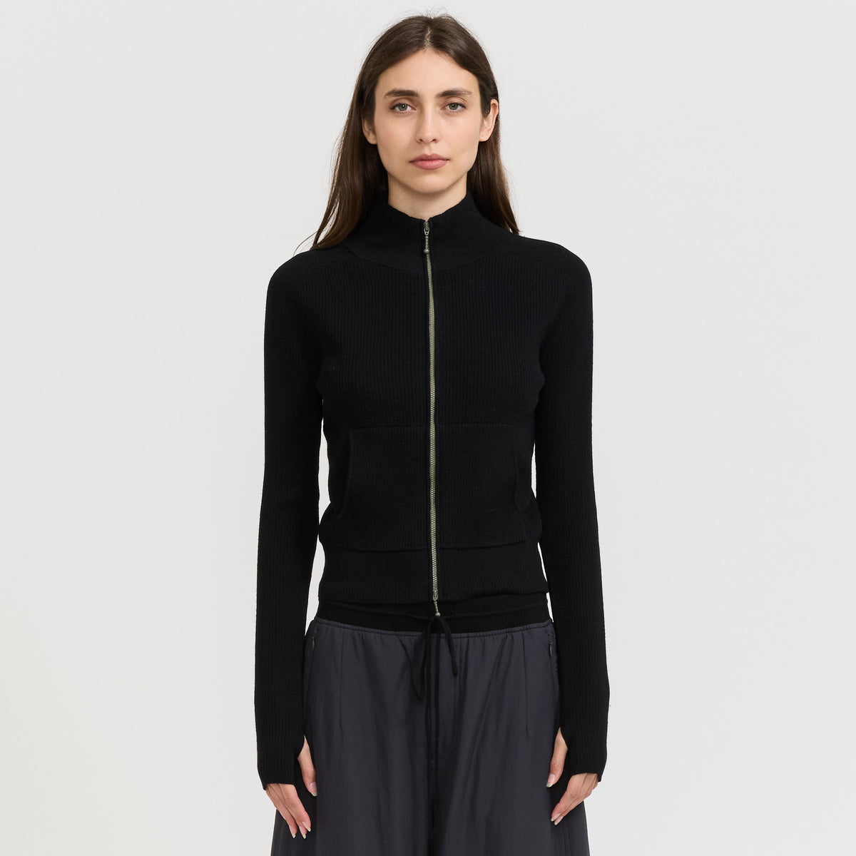 Jogging Zip Up Cardigan Black