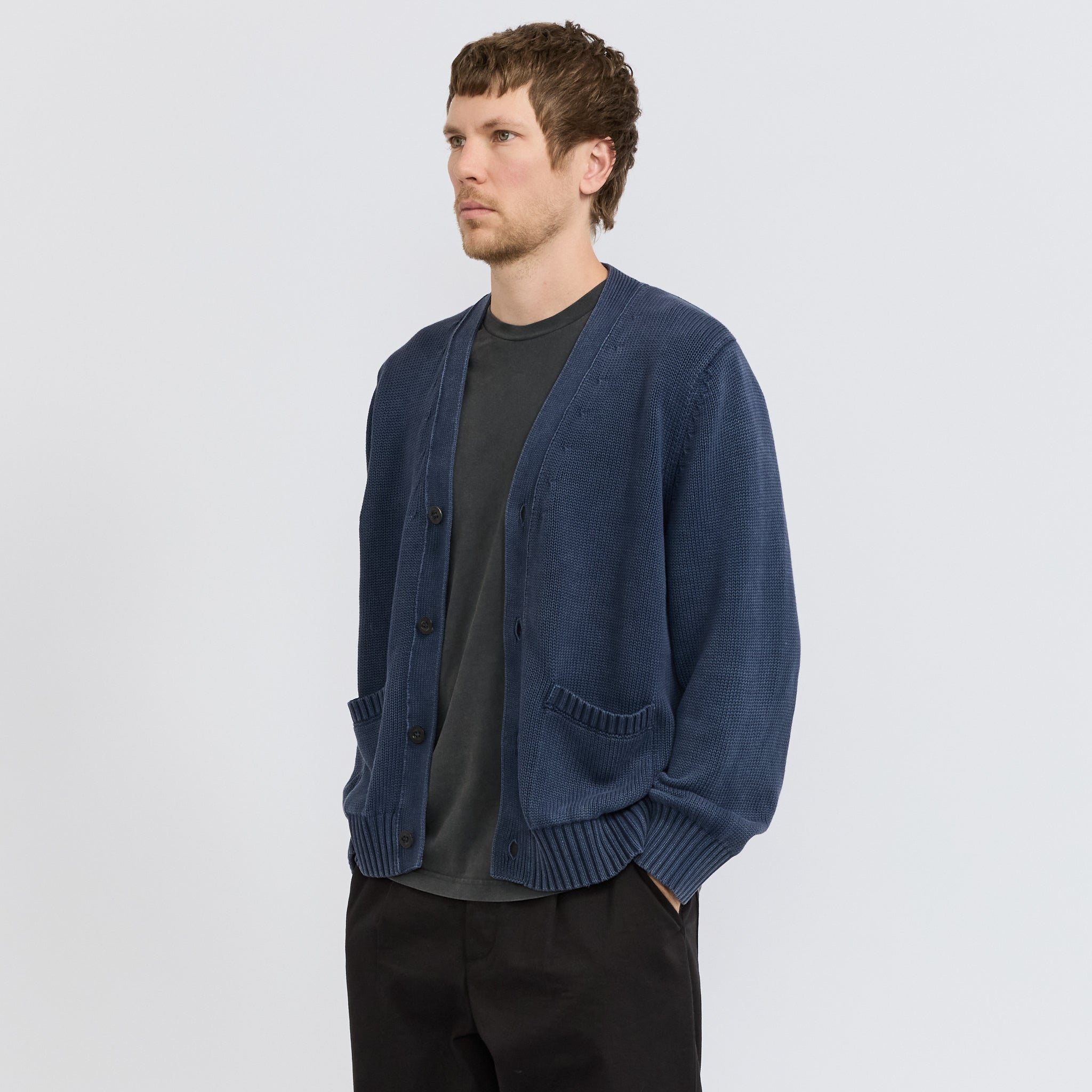 Acid Wash Cardigan Midnight