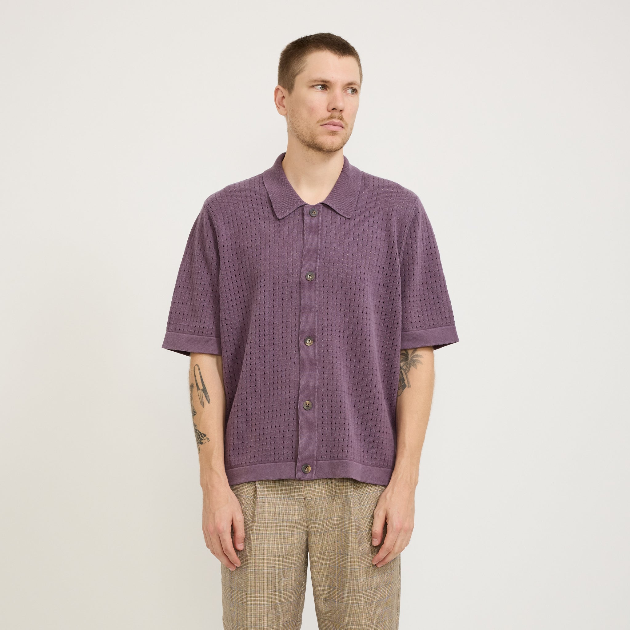 Corridor NYC | Acid Wash Pointelle Shirt Violet | Maplestore