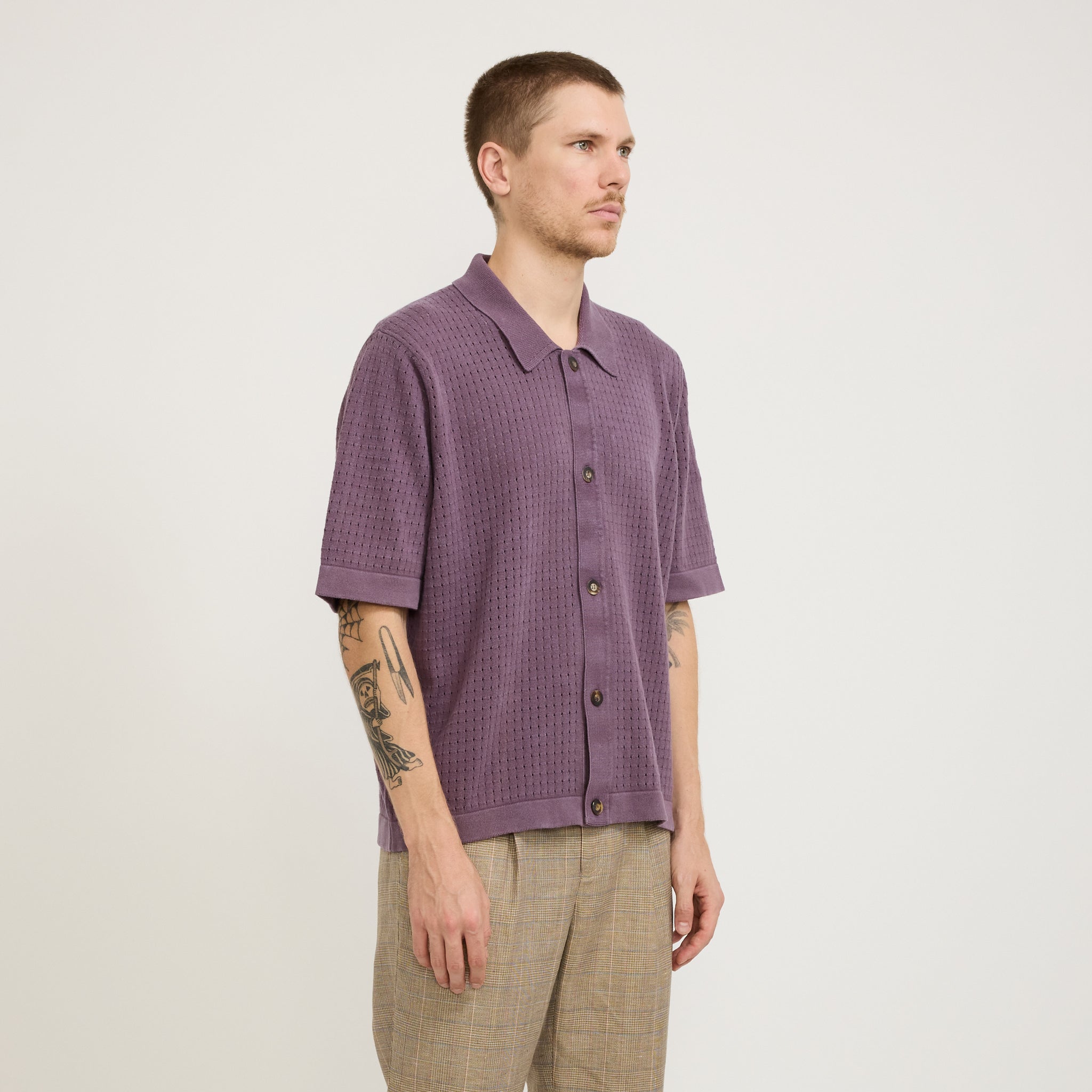 Corridor NYC | Acid Wash Pointelle Shirt Violet | Maplestore