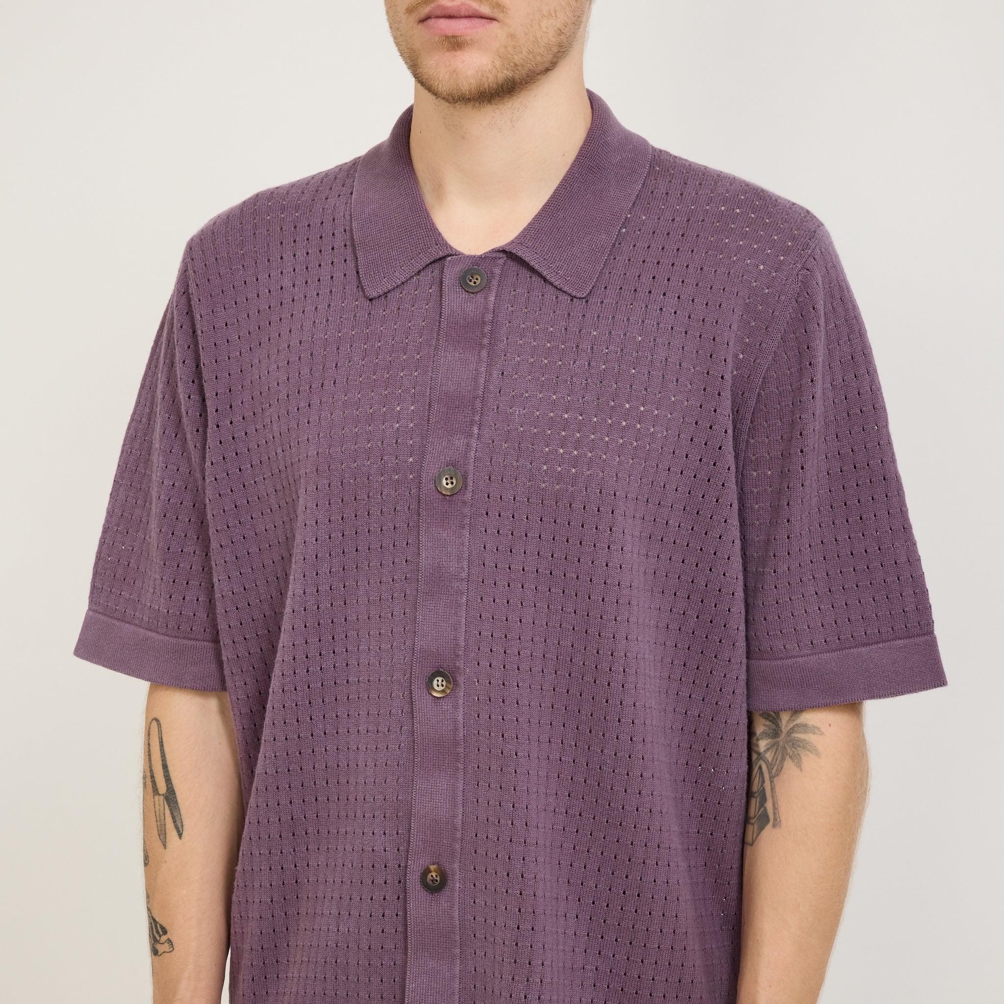 Corridor NYC | Acid Wash Pointelle Shirt Violet | Maplestore