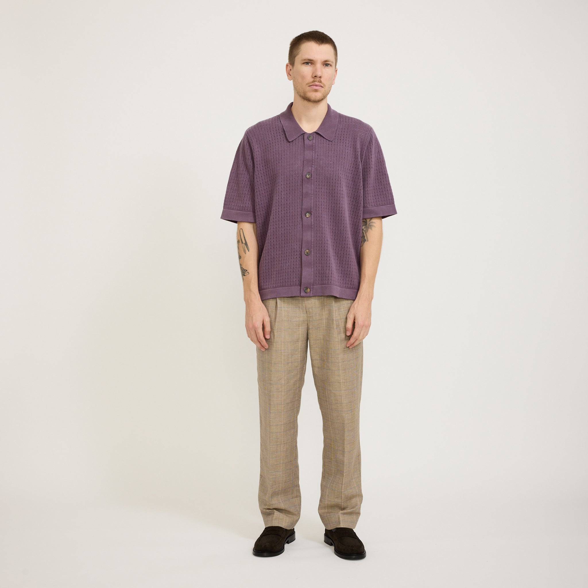 Corridor NYC | Acid Wash Pointelle Shirt Violet | Maplestore