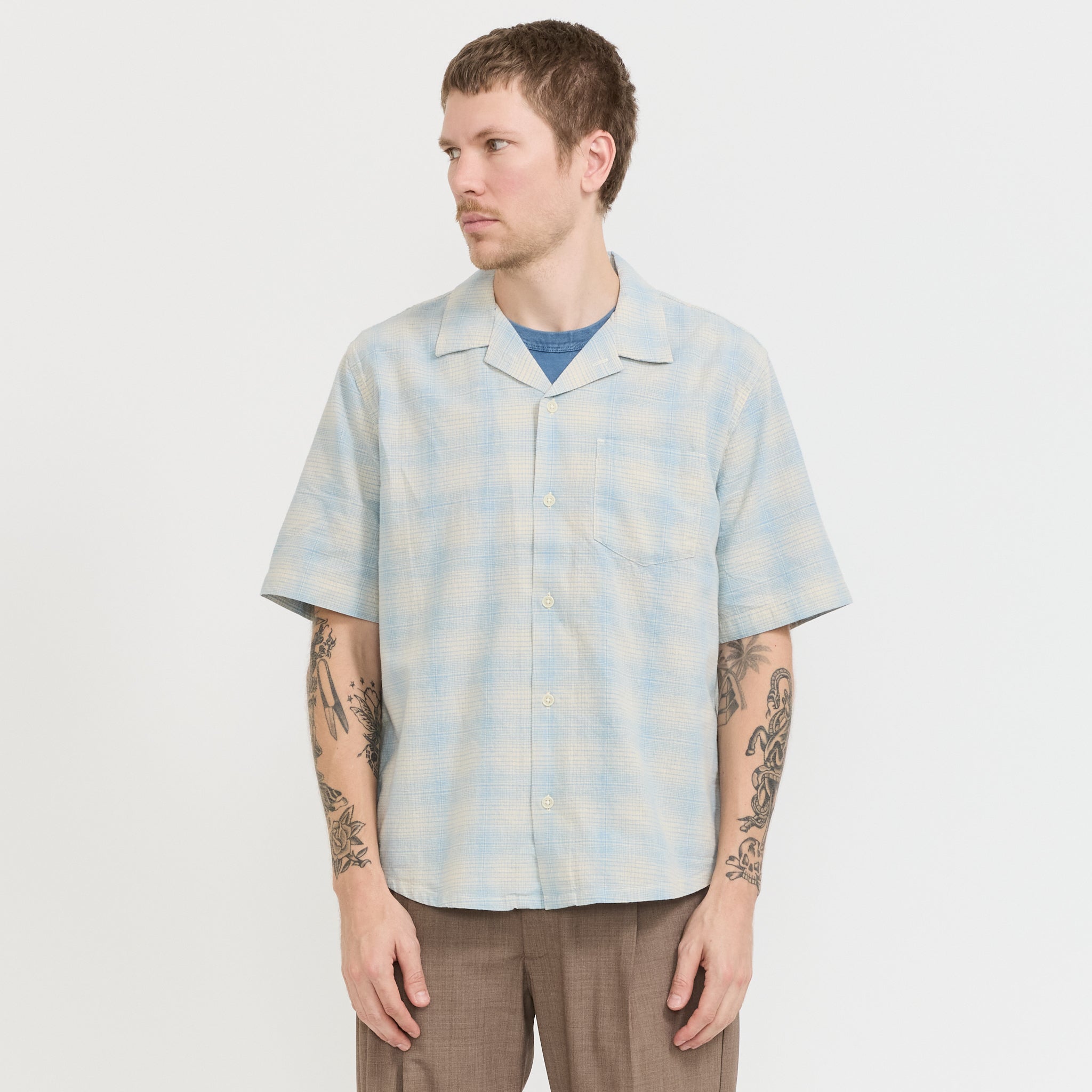 Corridor NYC | Linen Plaid SS Light Blue | Maplestore