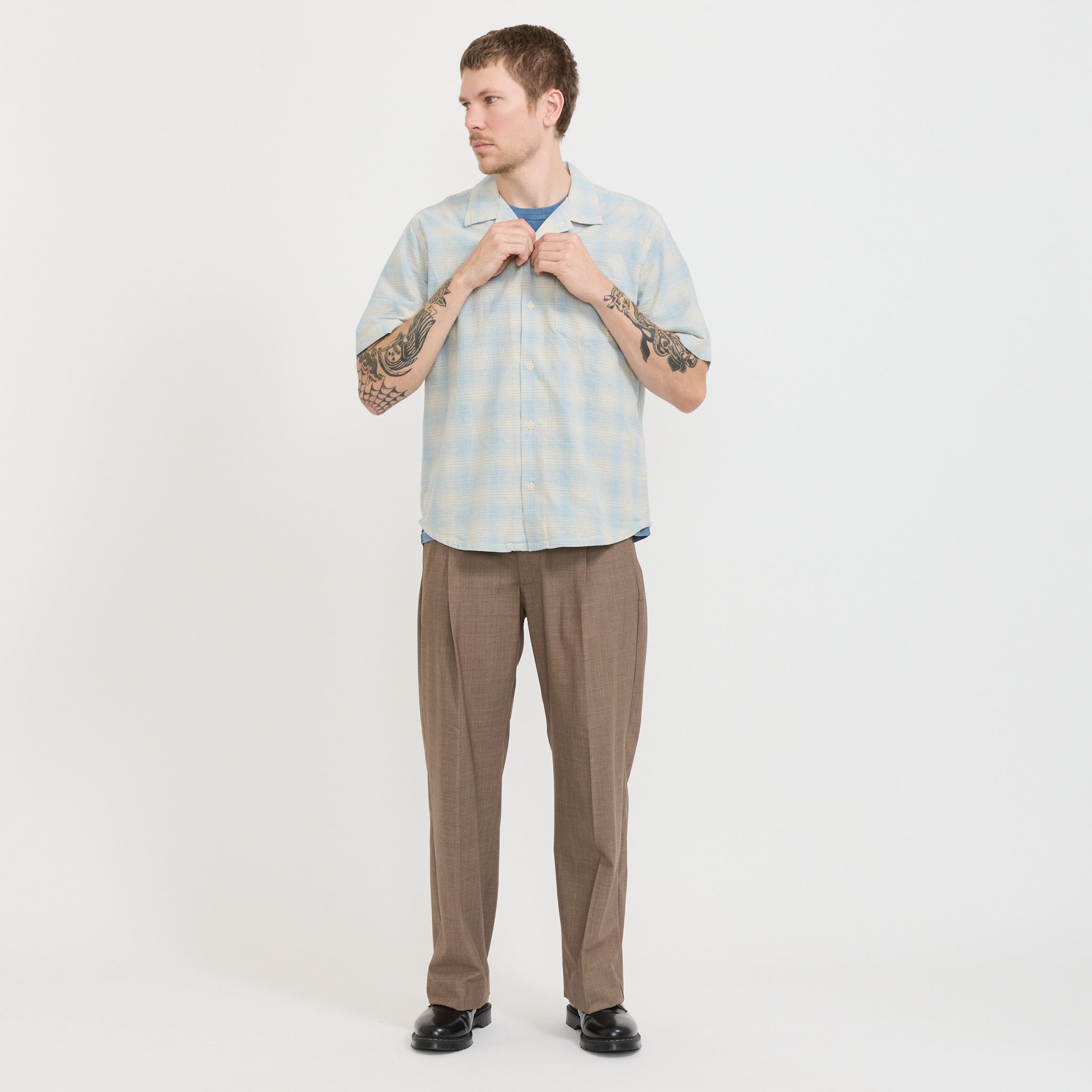 Corridor NYC | Linen Plaid SS Light Blue | Maplestore