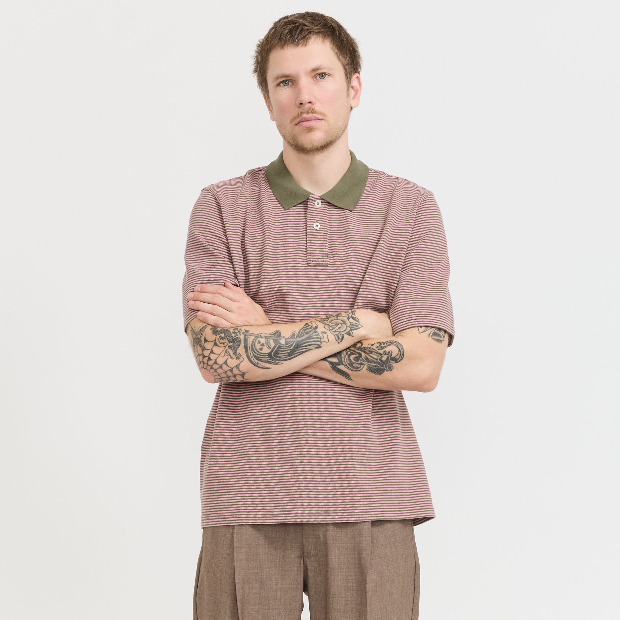Corridor NYC | Stripe Pique Polo Pink | Maplestore