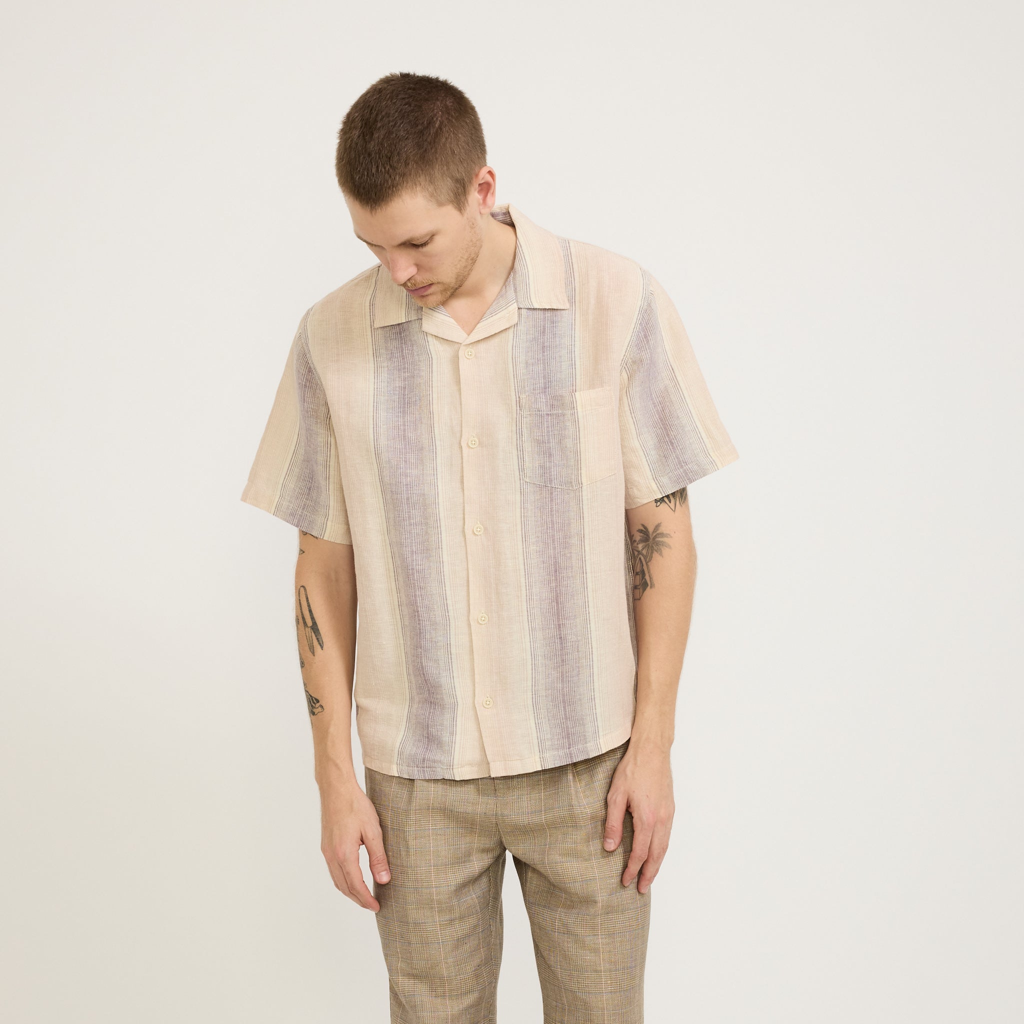 Corridor NYC | Sunset Stripe SS Camp Shirt Violet | Maplestore