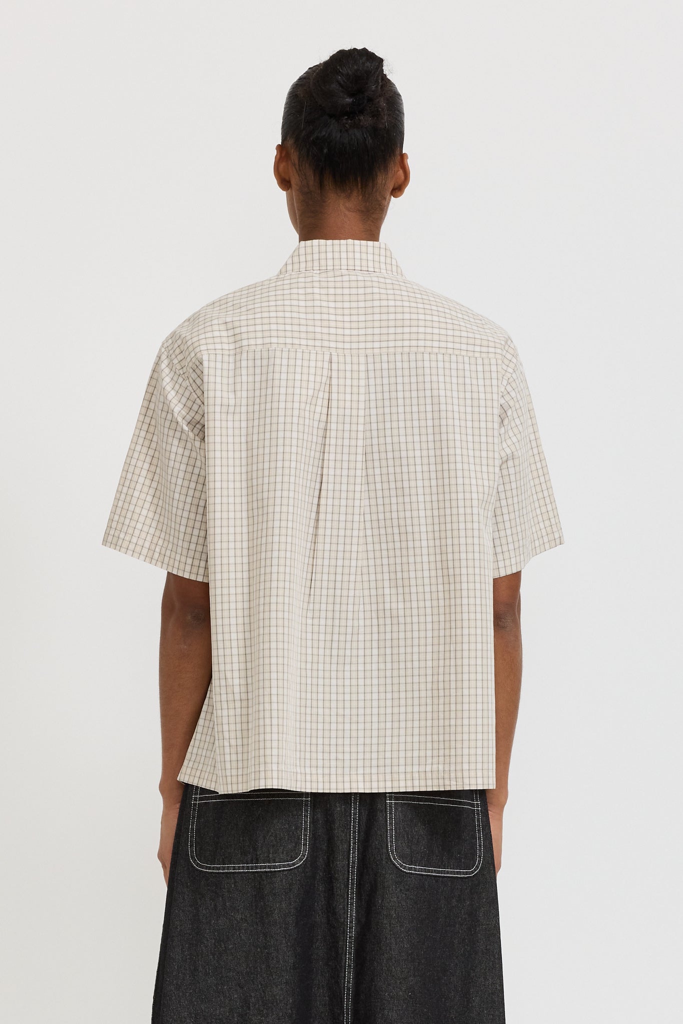 Danton | Half Sleeve Shirt Beige/Grey Check | Maplestore