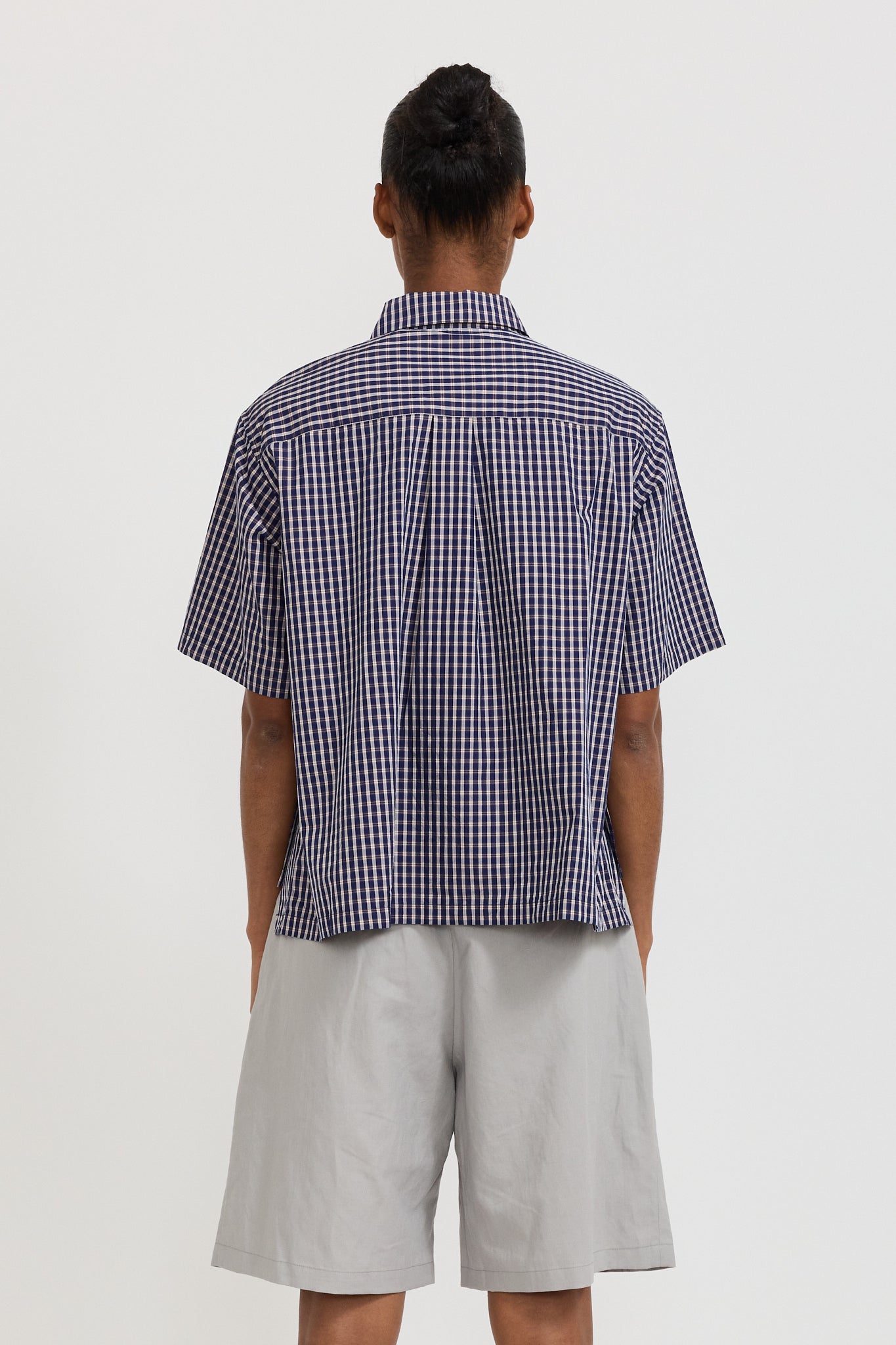 Danton | Half Sleeve Shirt Navy/Brown Check | Maplestore