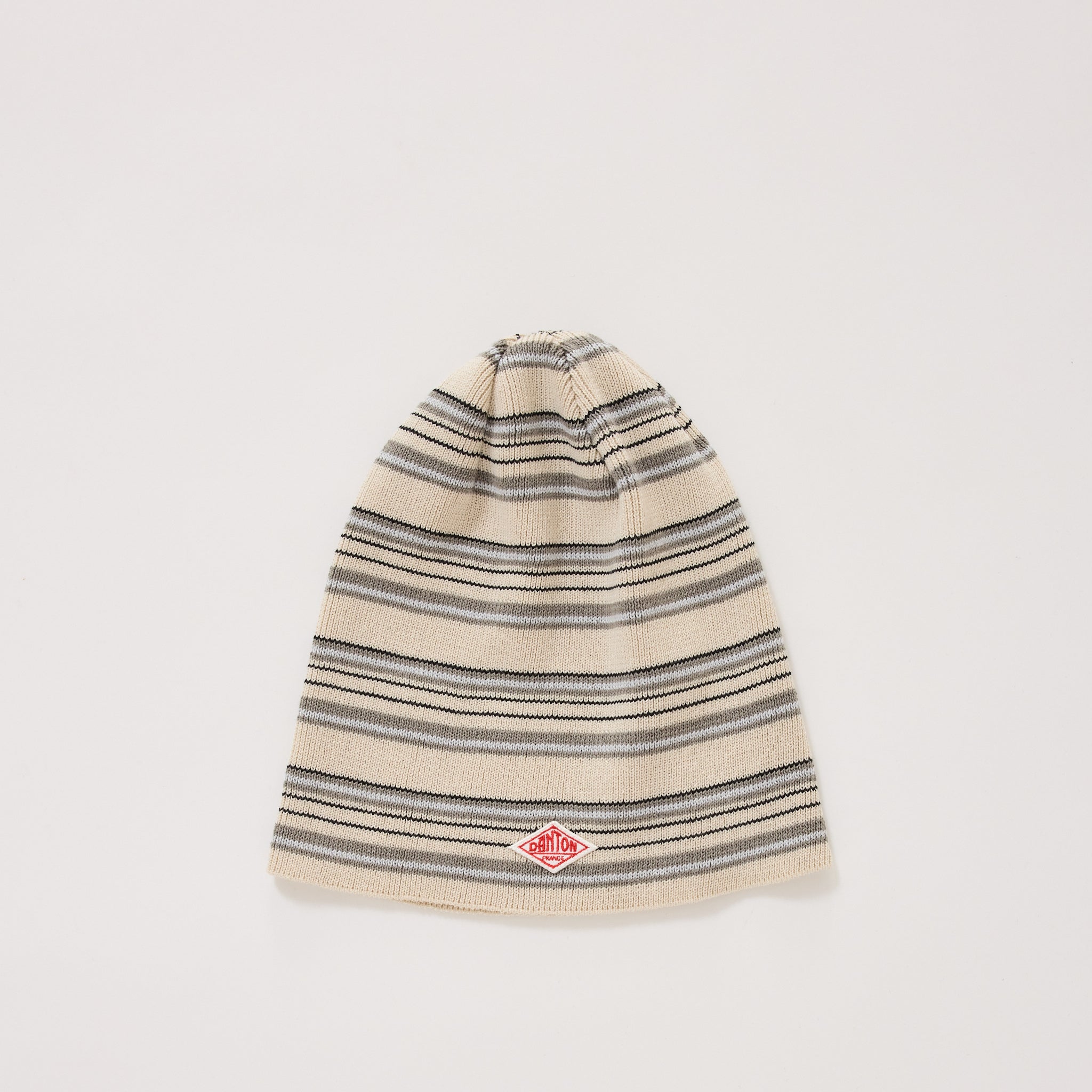 Knit Watch Cap Ecru/Charcoal Stripe