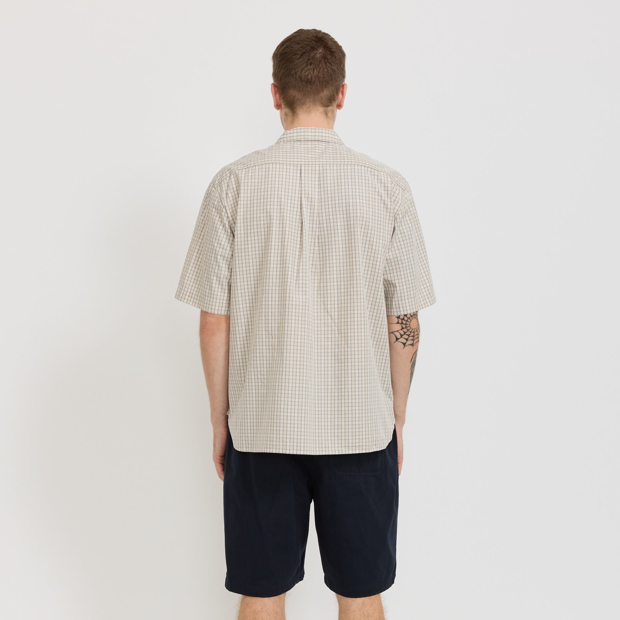 Danton | S/S Work Shirt Beige/Grey Check | Maplestore