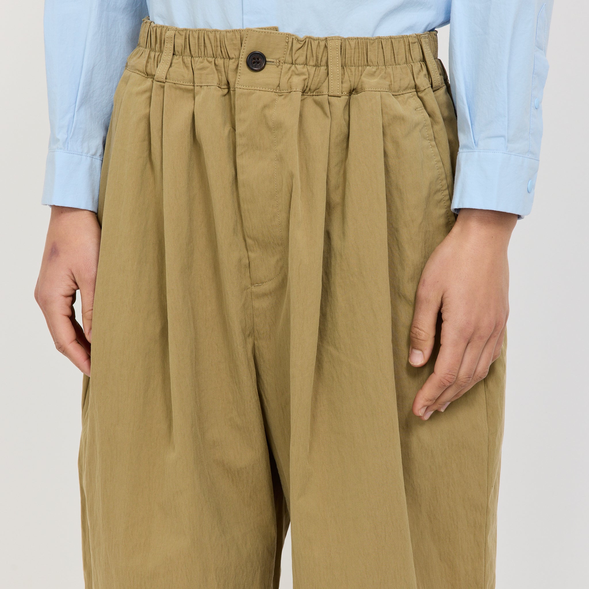 Double Pleated Easy Pants Dark Beige