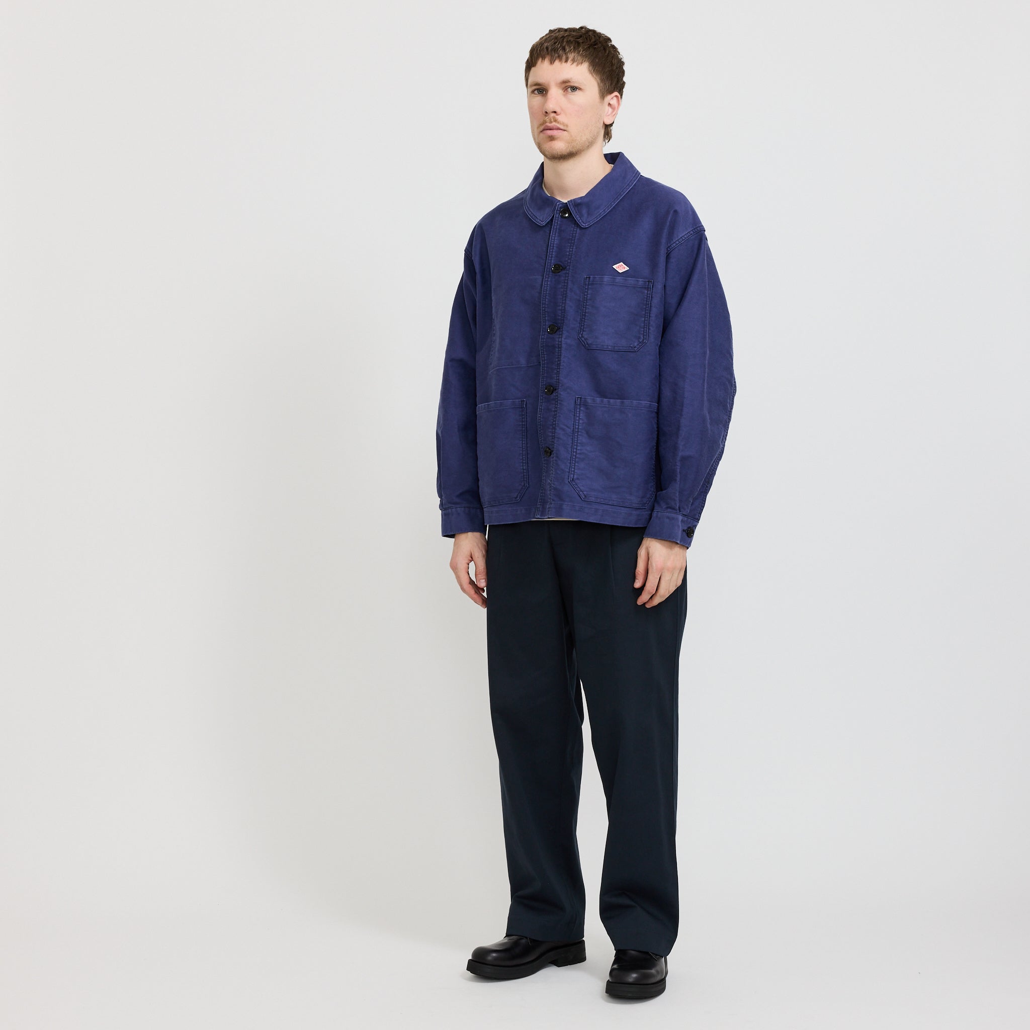 Danton | Wide Coverall Sulfur Dye Heavy Moleskin Navy | Maplestore