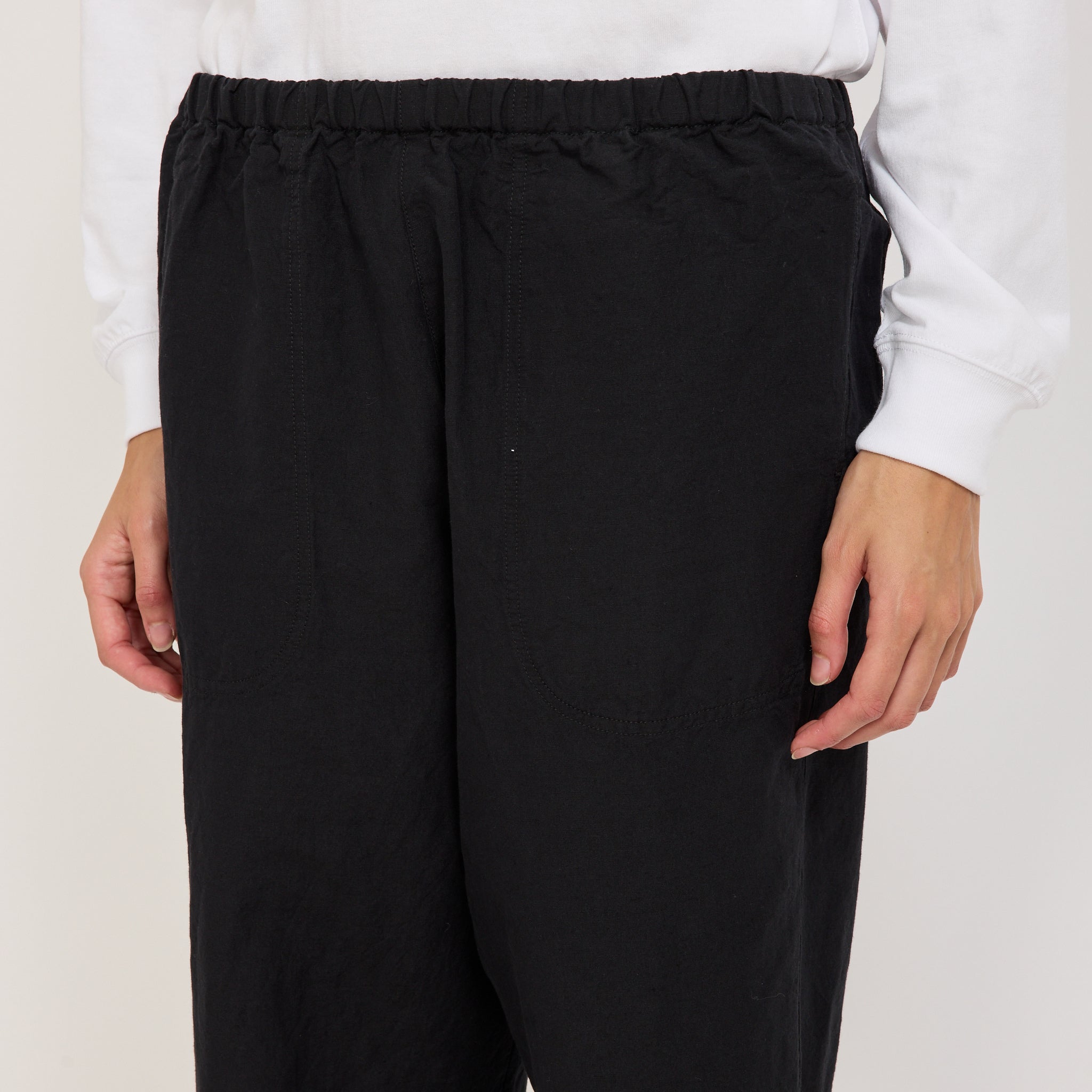 Danton | Womens Easy Pants Cotton/Linen Weather Cloth Black | Maplestore