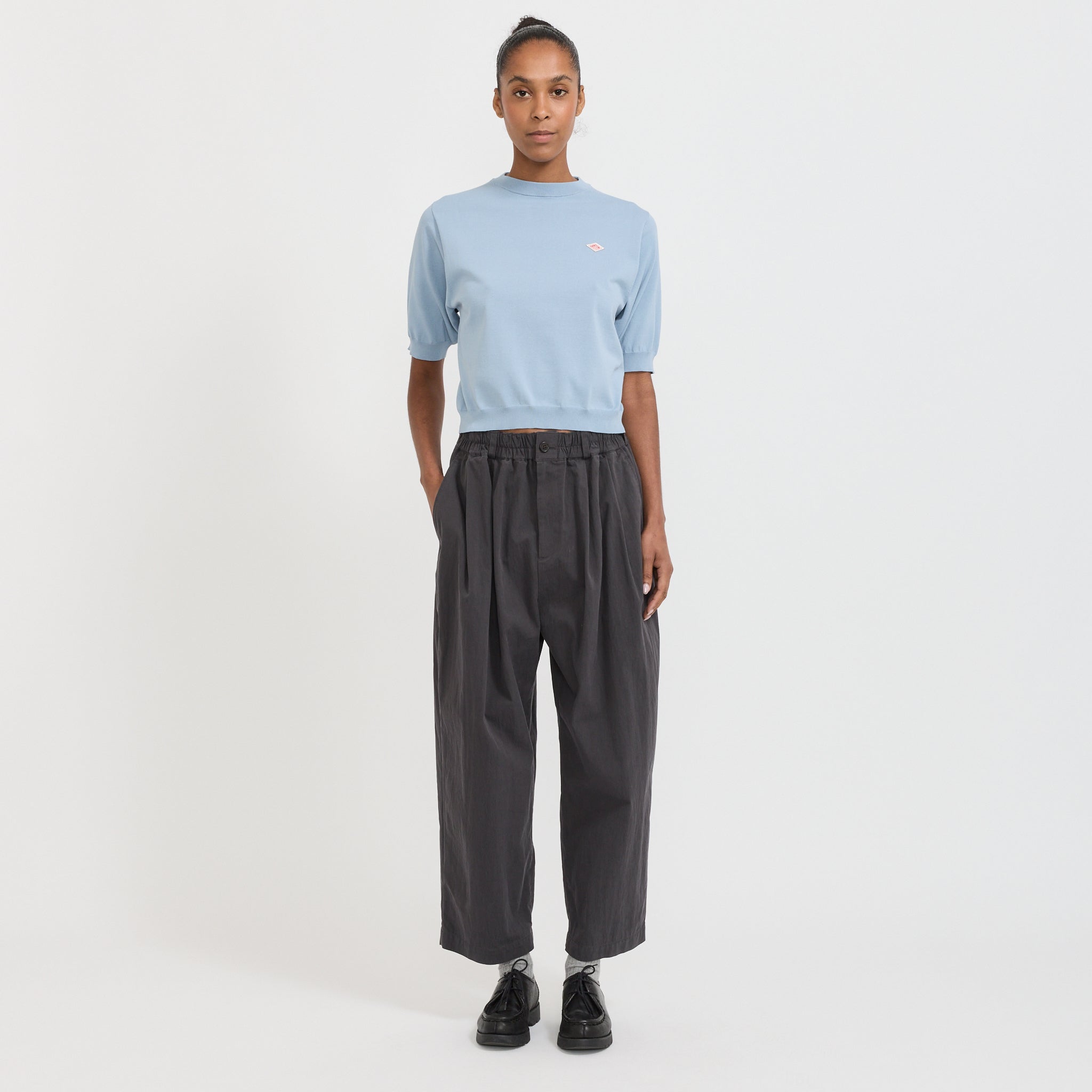 Danton | Womens Easy Pants Cotton/Nylon Twill Charcoal | Maplestore